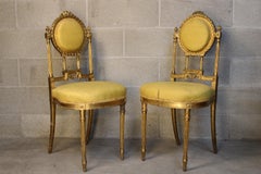 Pair of Louis XVI Style Living room Chairs circa 1880 France