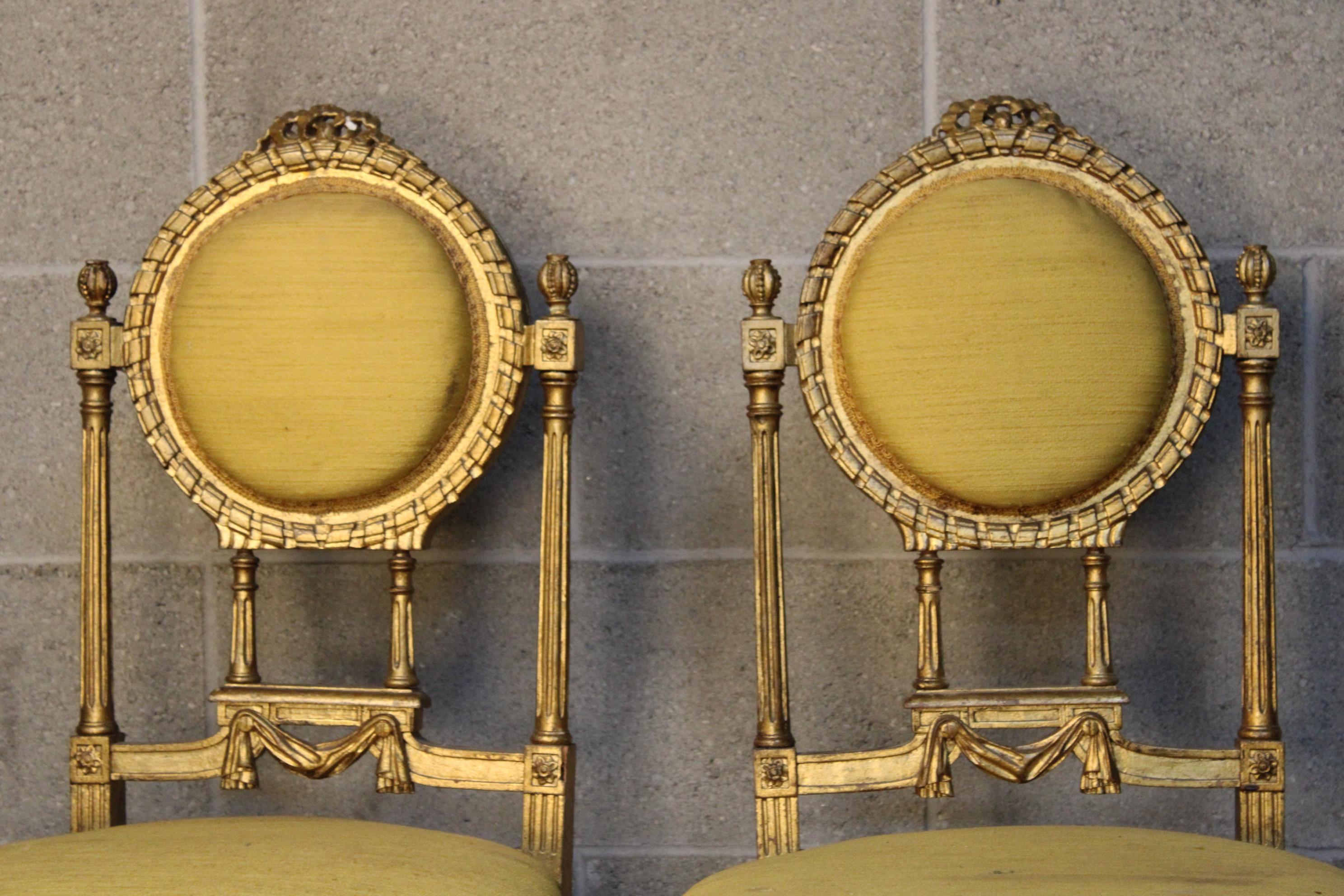 19th Century Pair of Louis XVI Style Living room Chairs circa 1880 France