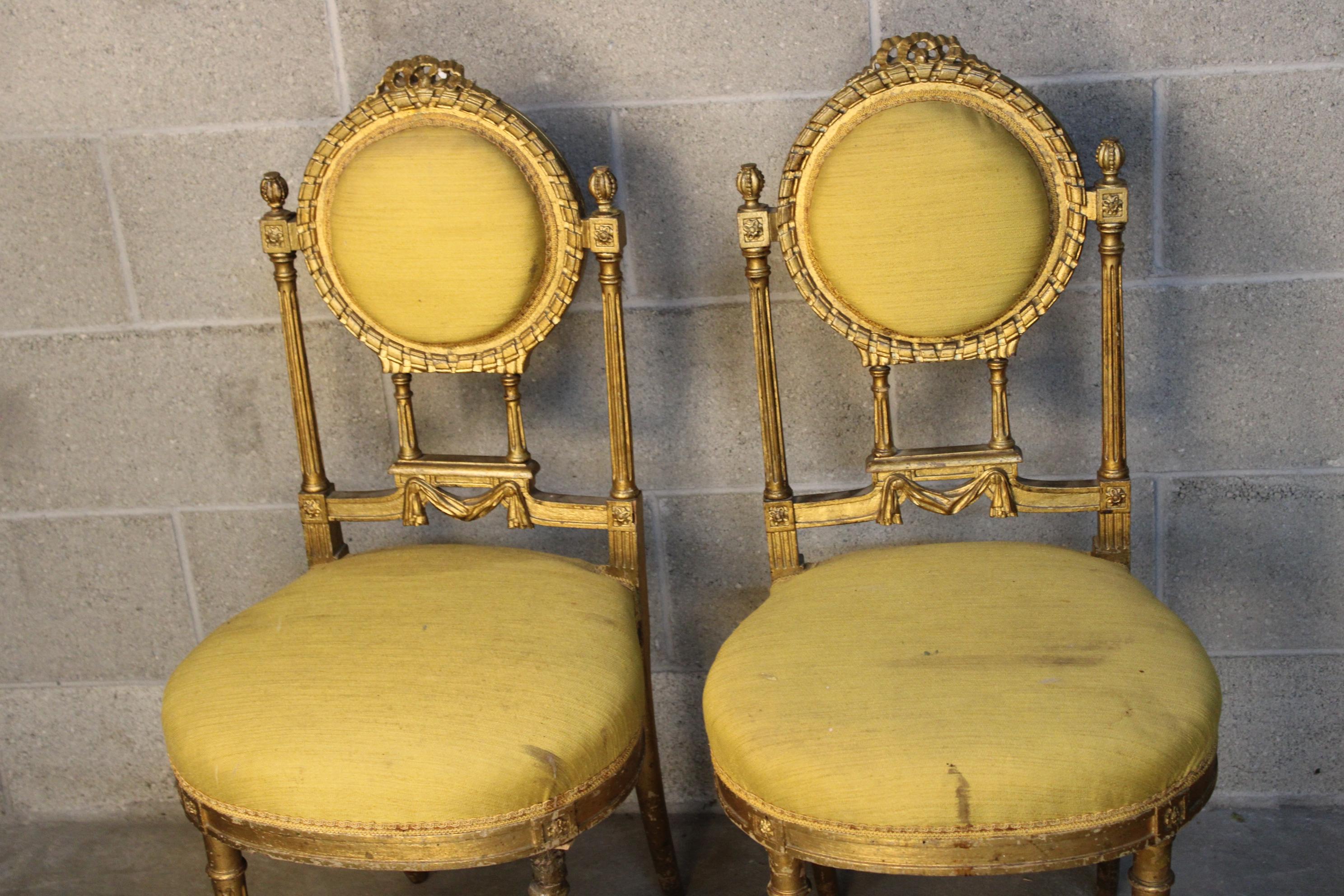 Pair of Louis XVI Style Living room Chairs circa 1880 France 1