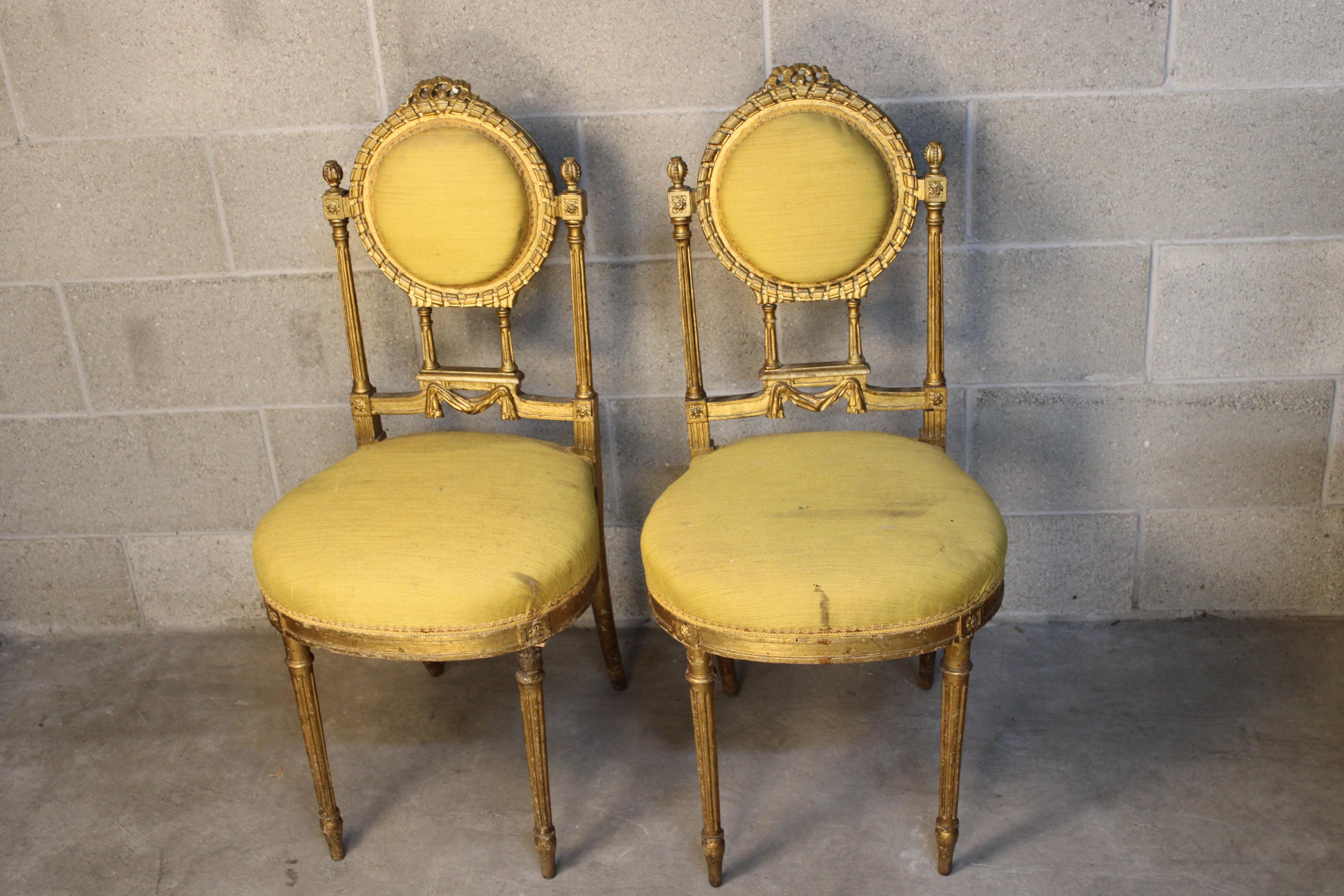 Pair of Louis XVI Style Living room Chairs circa 1880 France 2