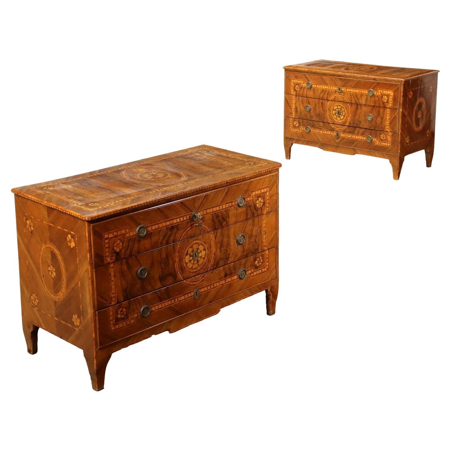 Pair of Louis XVI Chests of Drawers, Piacenza, Late 18th Century For Sale