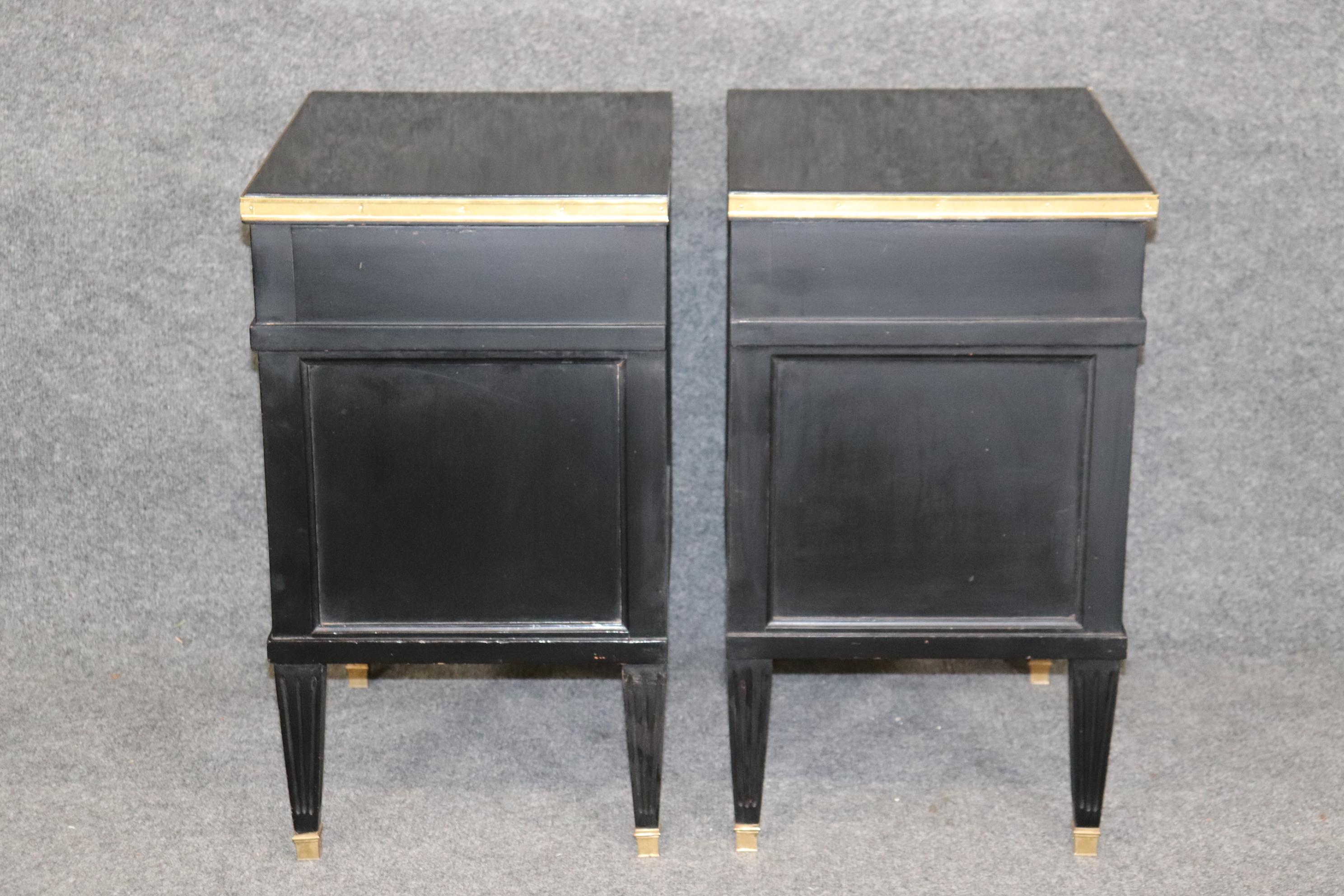 Argentine Pair of Louis XVI Directoire Style Ebonized Nightstands Signed By Maison Jansen 