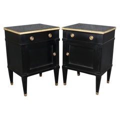 Pair of Louis XVI Directoire Style Ebonized Nightstands Signed By Maison Jansen