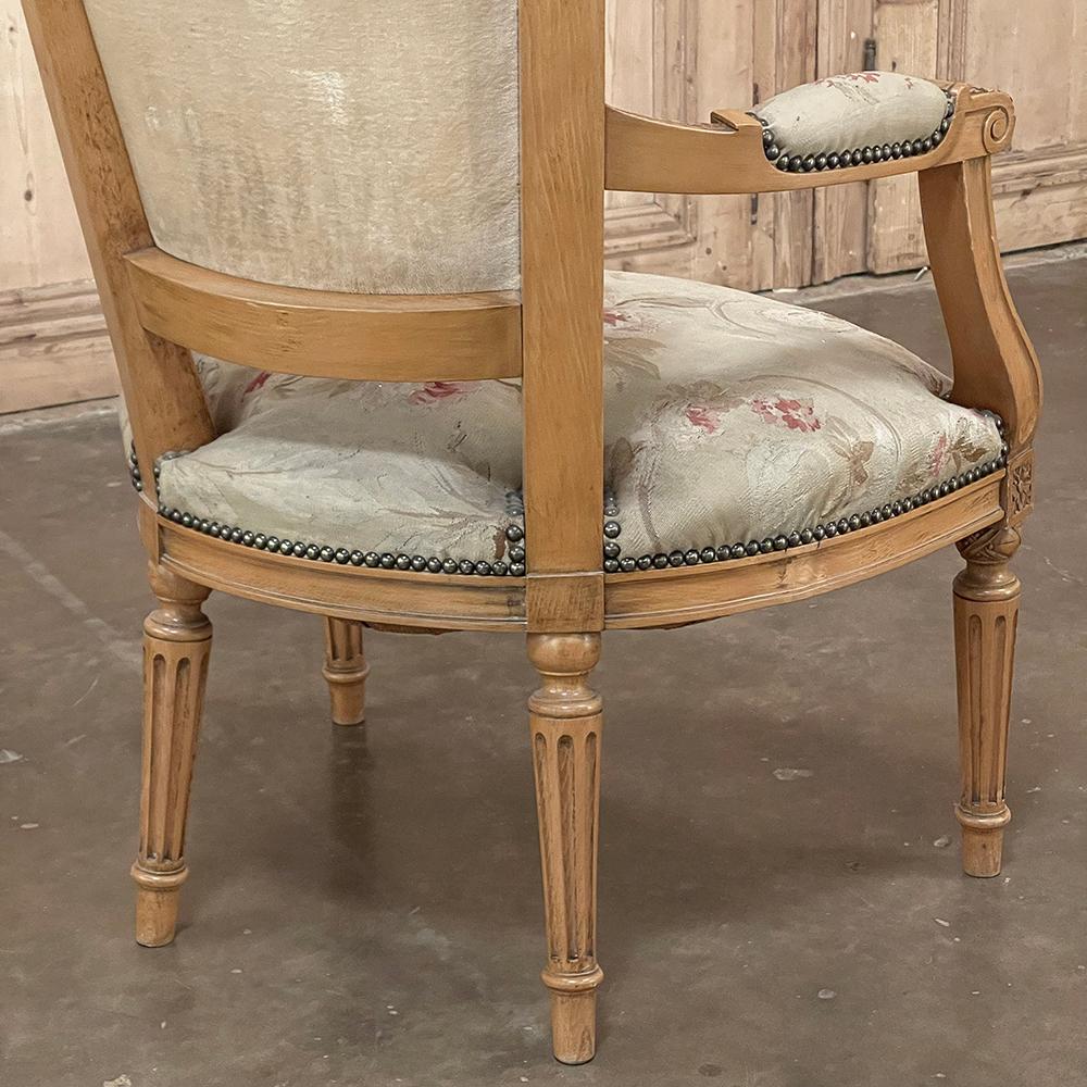 Pair of Louis XVI French Aubusson Tapestry Fruitwood Armchairs For Sale 13