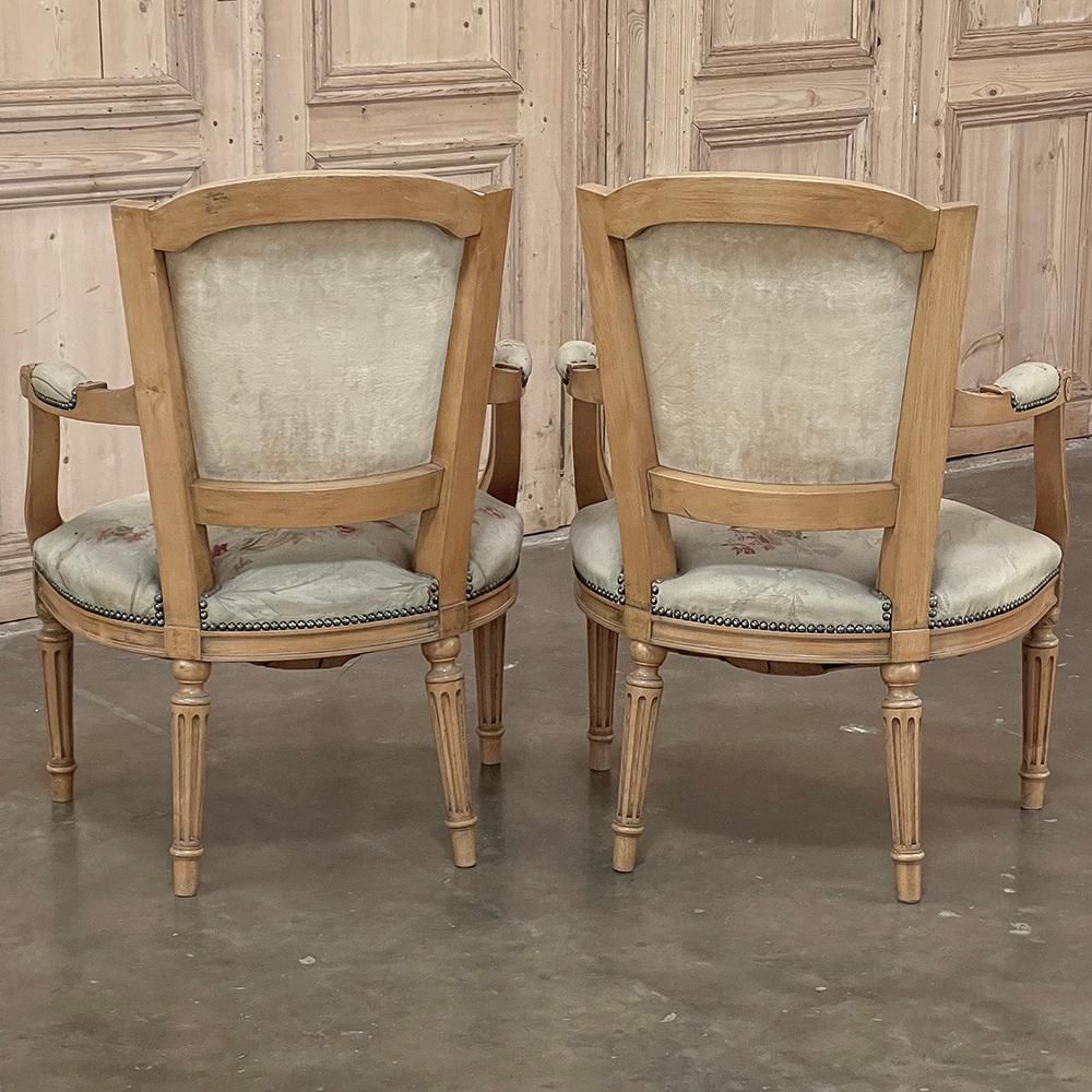 Pair of Louis XVI French Aubusson Tapestry Fruitwood Armchairs For Sale 2
