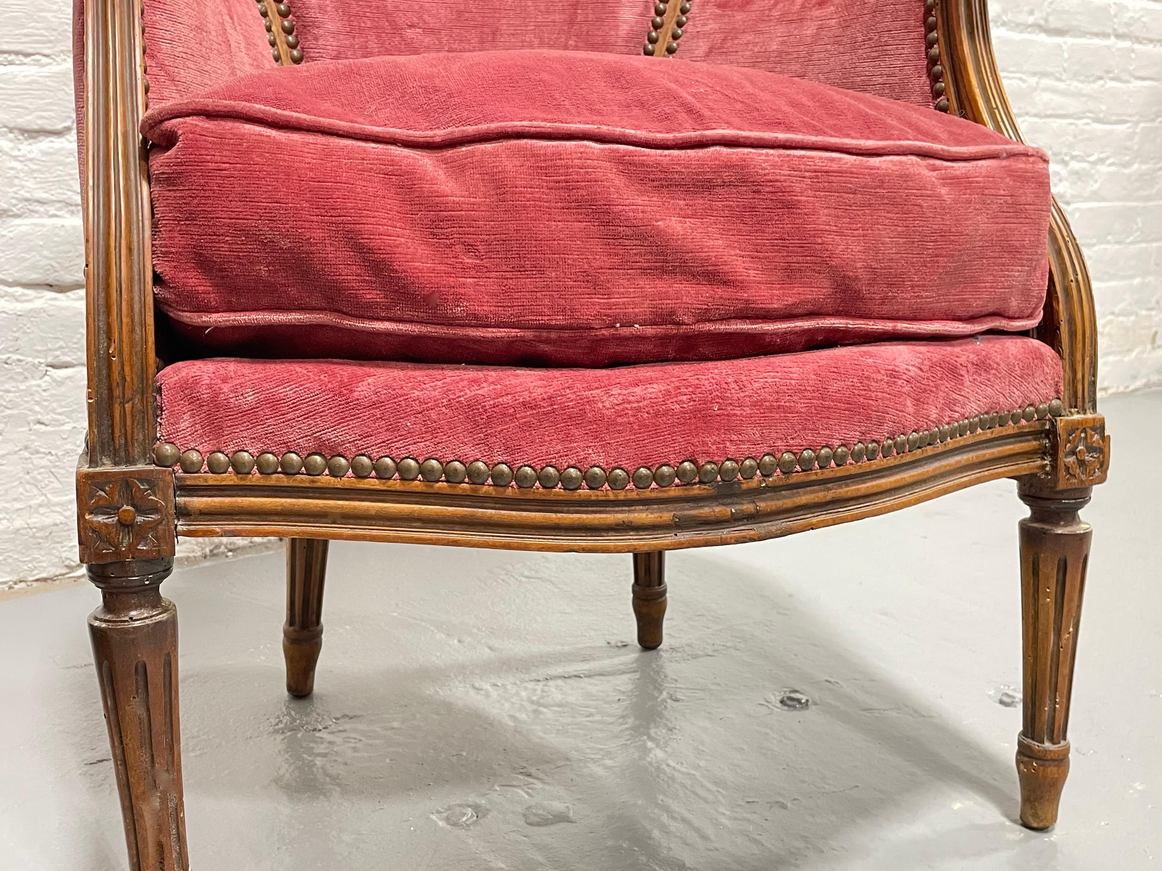 Pair of Louis XVI French Bergere Armchairs, c. 1940 For Sale 3