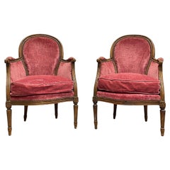 Pair of Louis XVI French Bergere Armchairs, c. 1940