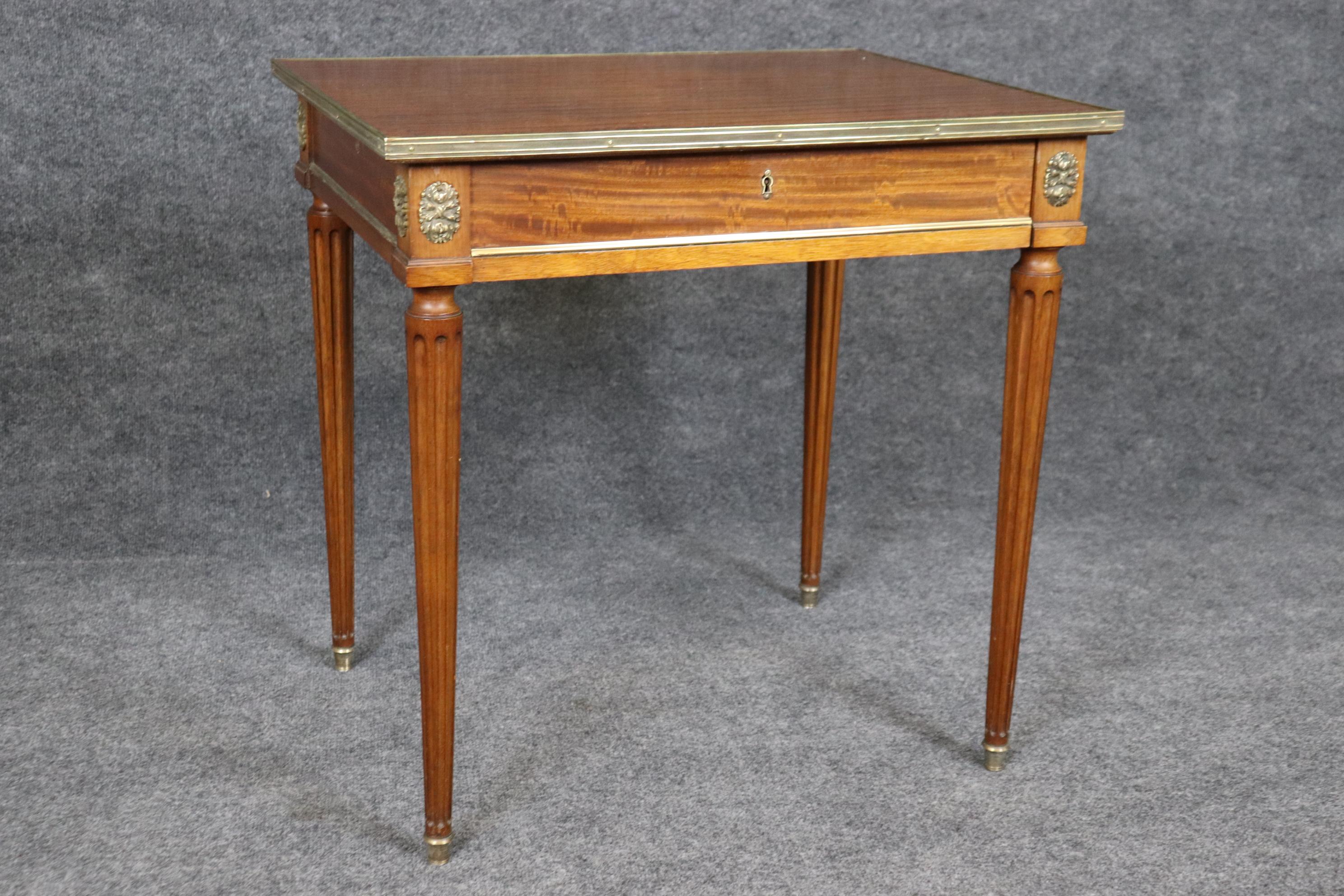 Pair of Louis XVI French Jansen Style Brass Mounted End Tables 3