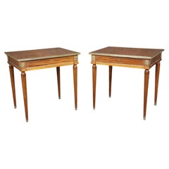 Pair of Louis XVI French Jansen Style Brass Mounted End Tables