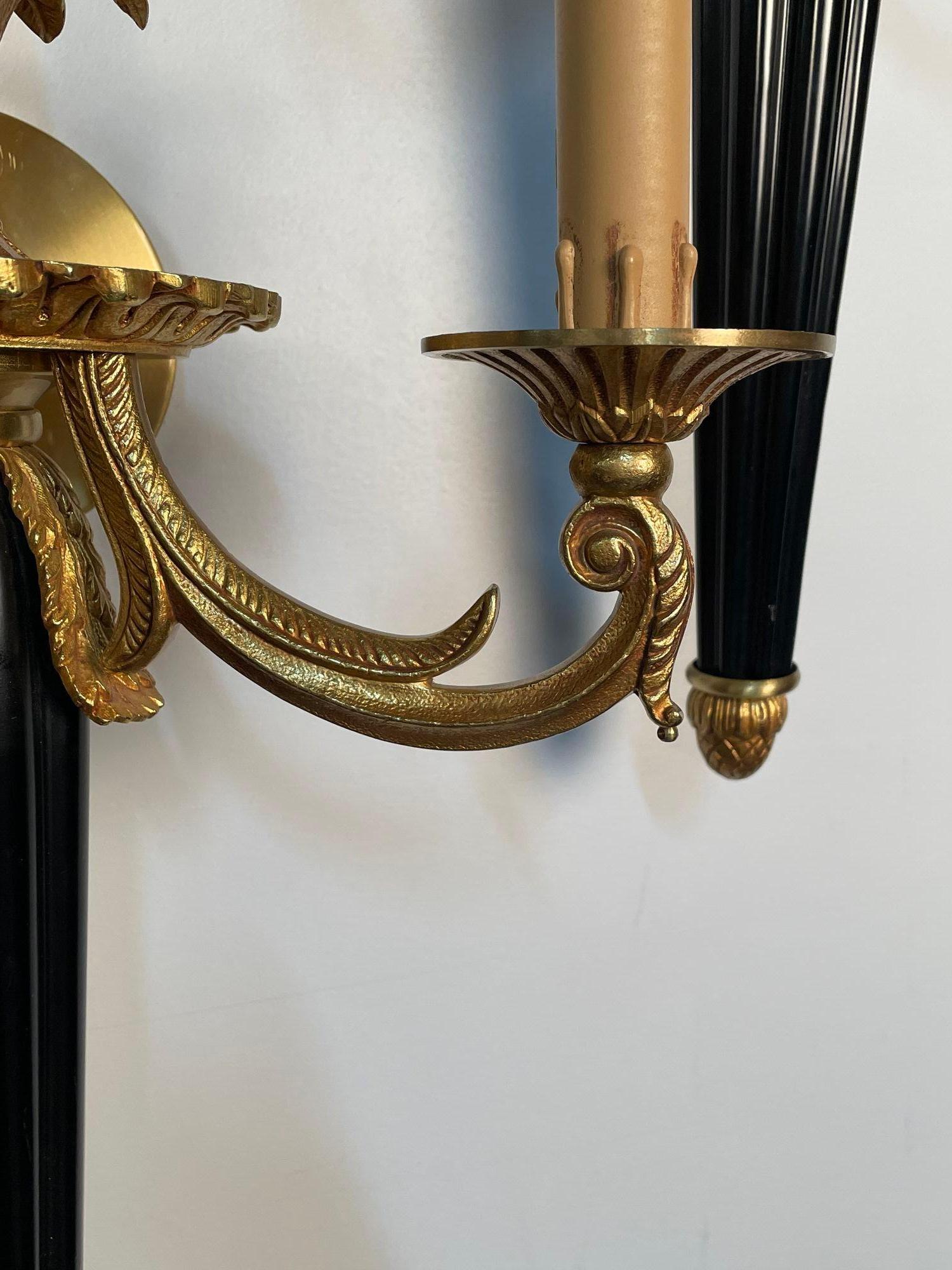 Pair of Louis XVI French Style Wall Sconces, Maison Bagues, Hollywood Regency For Sale 7