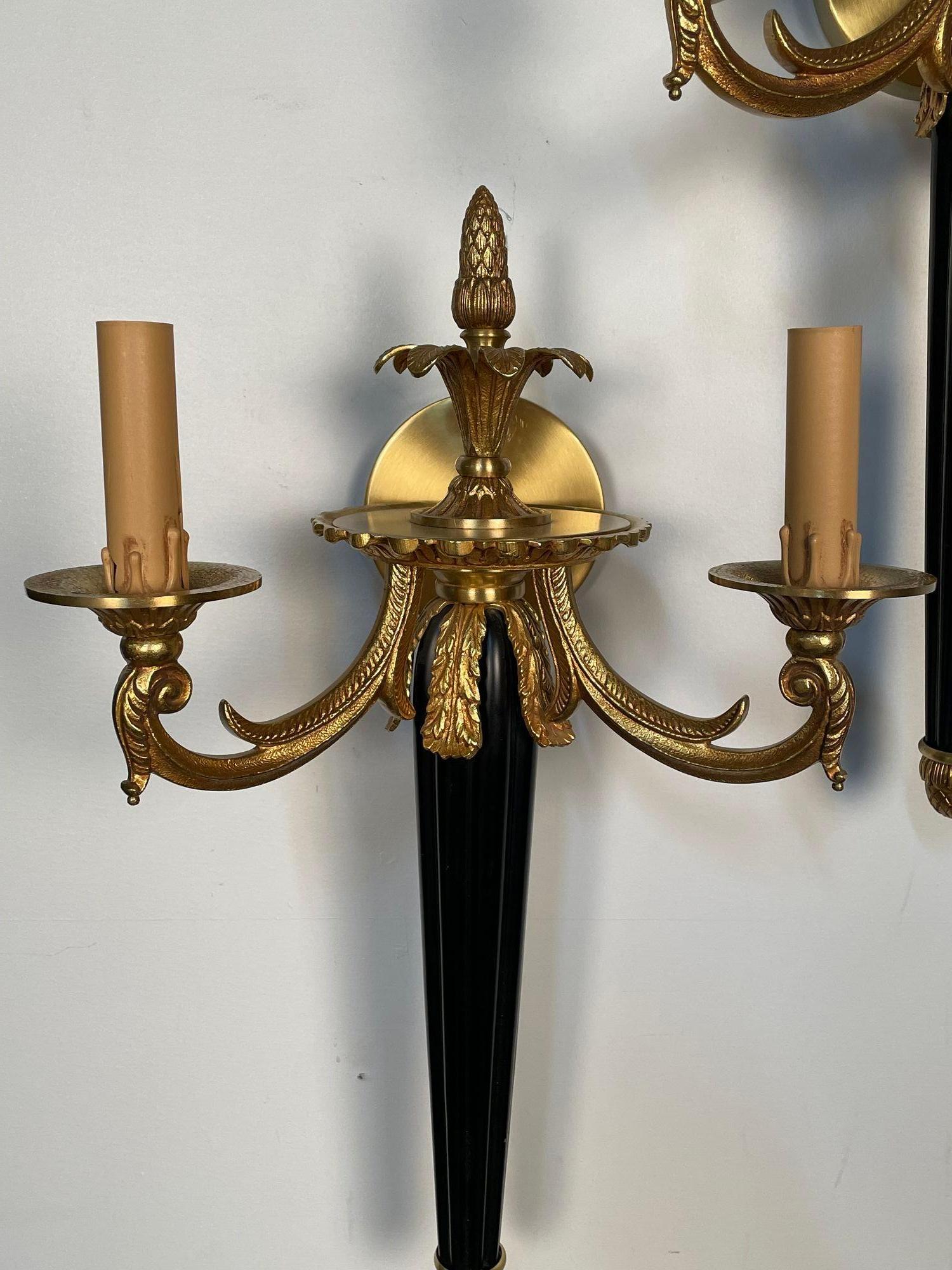 Pair of Louis XVI French Style Wall Sconces, Maison Bagues, Hollywood Regency For Sale 3
