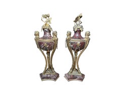 Pair Of Louis XVI Gilt Bronze And Marble Cassolettes