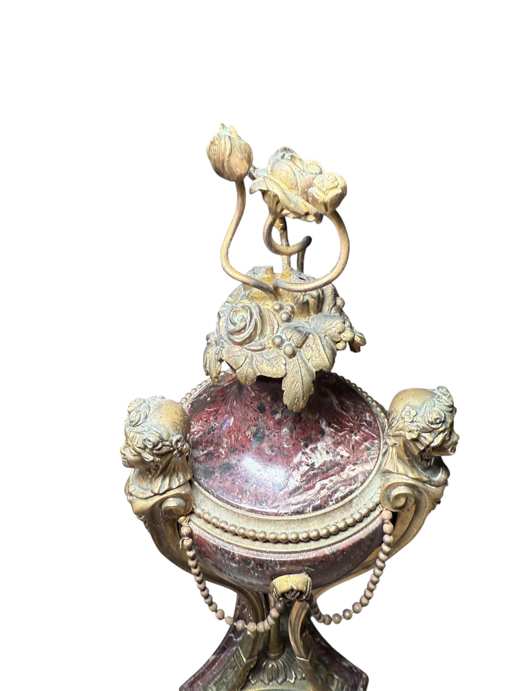 Pair Of Louis XVI Gilt Bronze And Marble Cassolettes in vendita 1