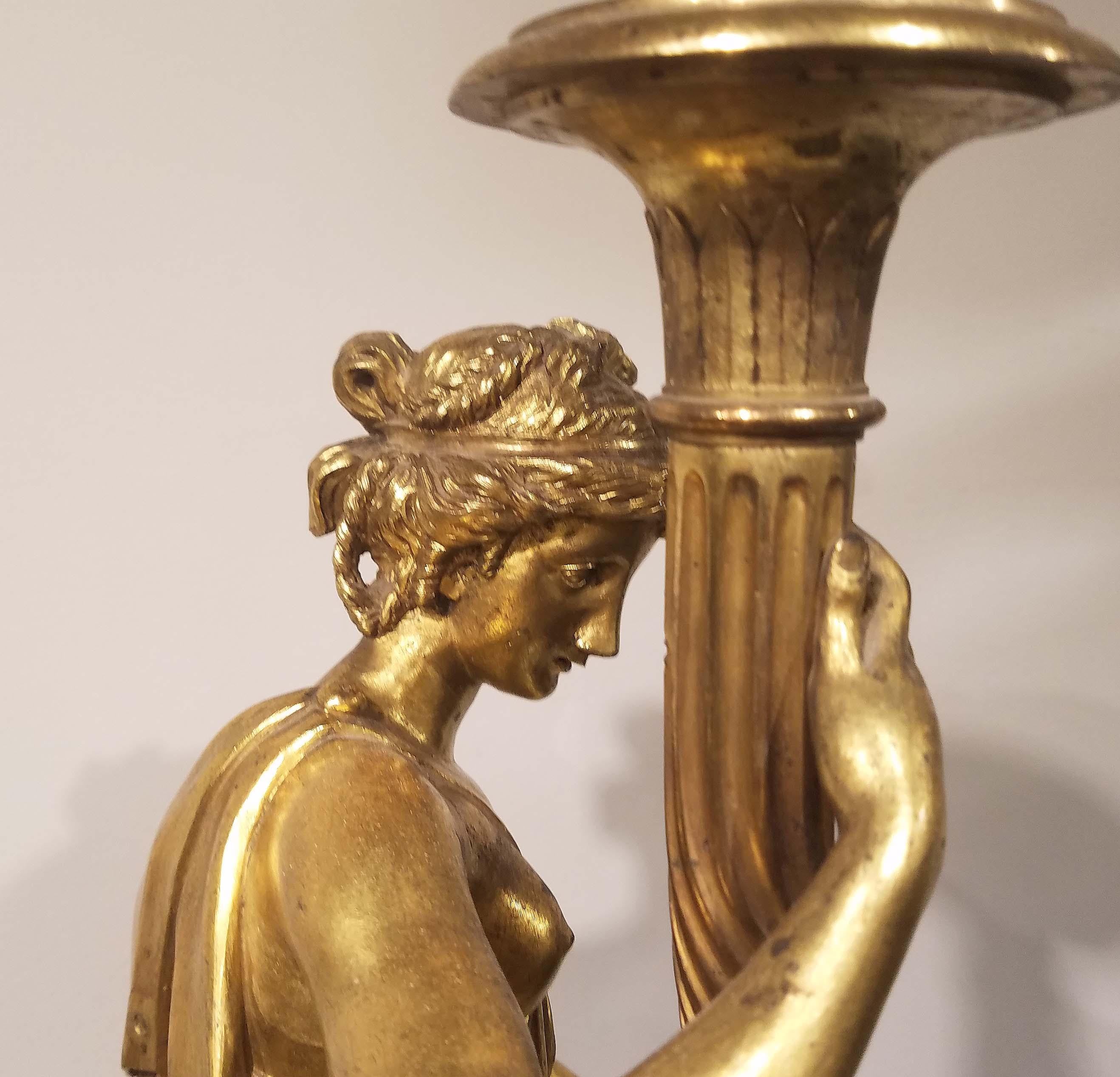 Pair of Louis XVI Gilt Bronze Candelabras For Sale 7