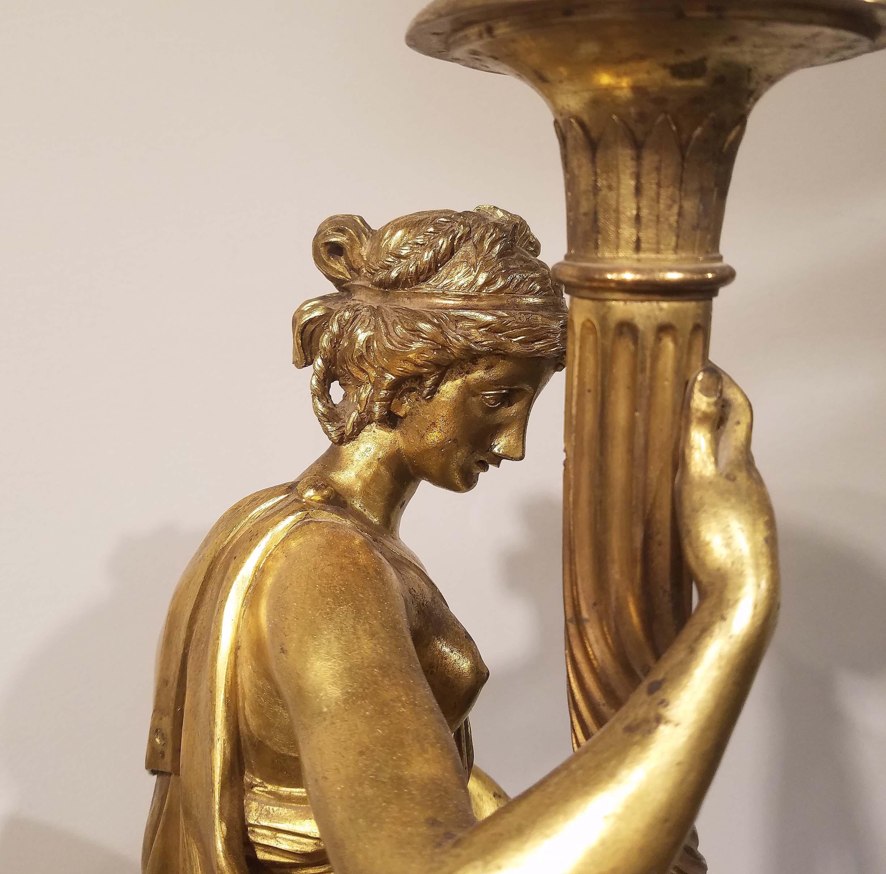 Pair of Louis XVI Gilt Bronze Candelabras For Sale 8