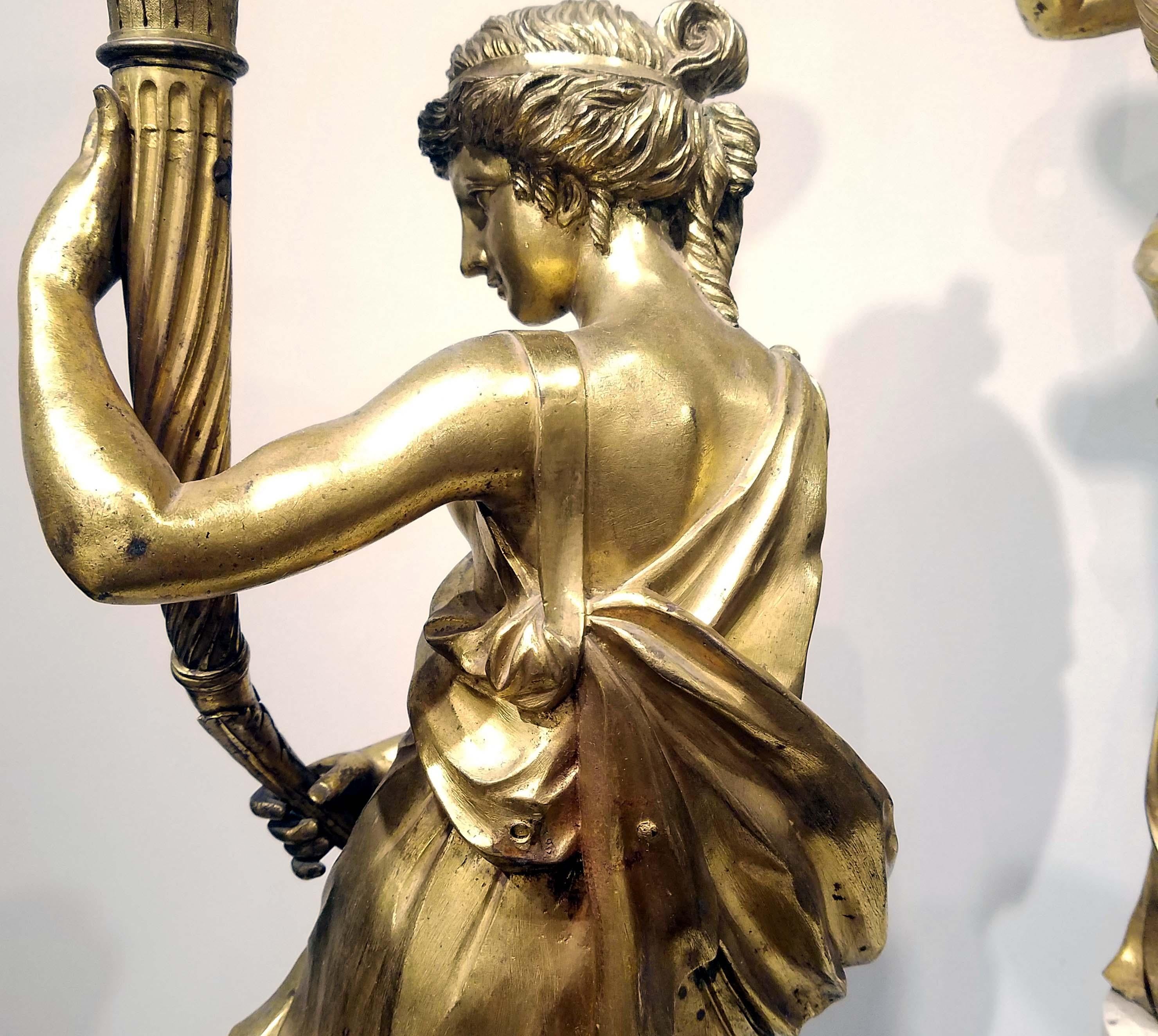 Pair of Louis XVI Gilt Bronze Candelabras For Sale 3