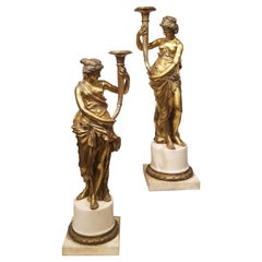 Pair of Louis XVI Gilt Bronze Candelabras