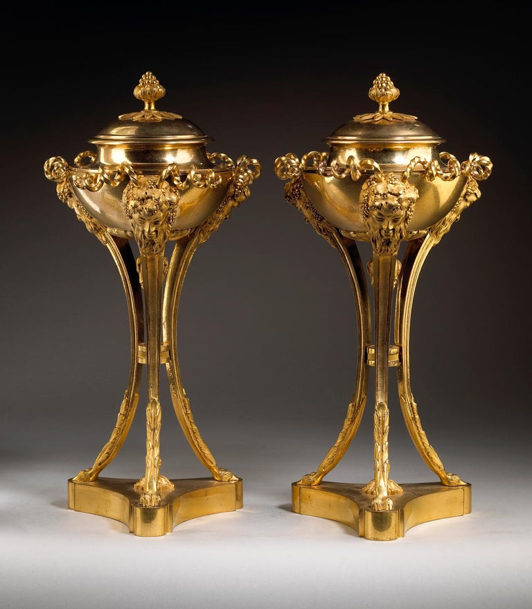 Pair of Louis XVI Gilt Bronze Cassolettes Attributed to Pierre Gouthière For Sale 5
