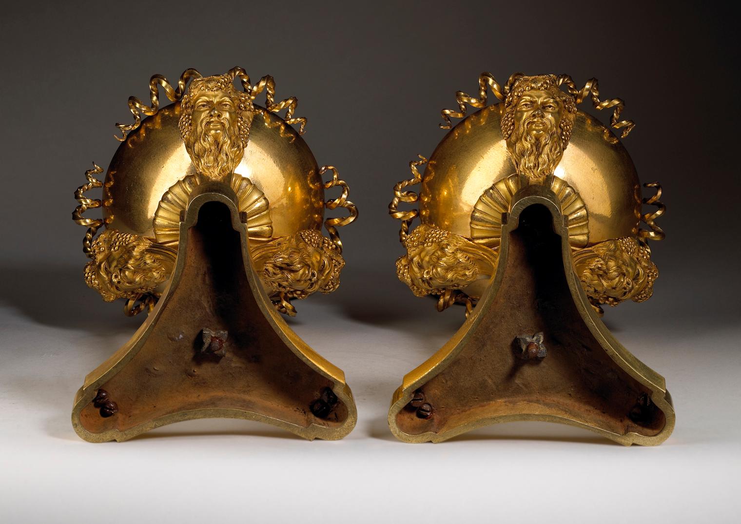 French Pair of Louis XVI Gilt Bronze Cassolettes Attributed to Pierre Gouthière