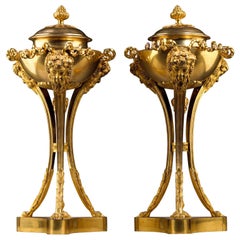 Pair of Louis XVI Gilt Bronze Cassolettes Attributed to Pierre Gouthière