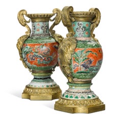 Pair of Louis XVI Gilt-Bronze Mounted Chinese Porcelain Vases