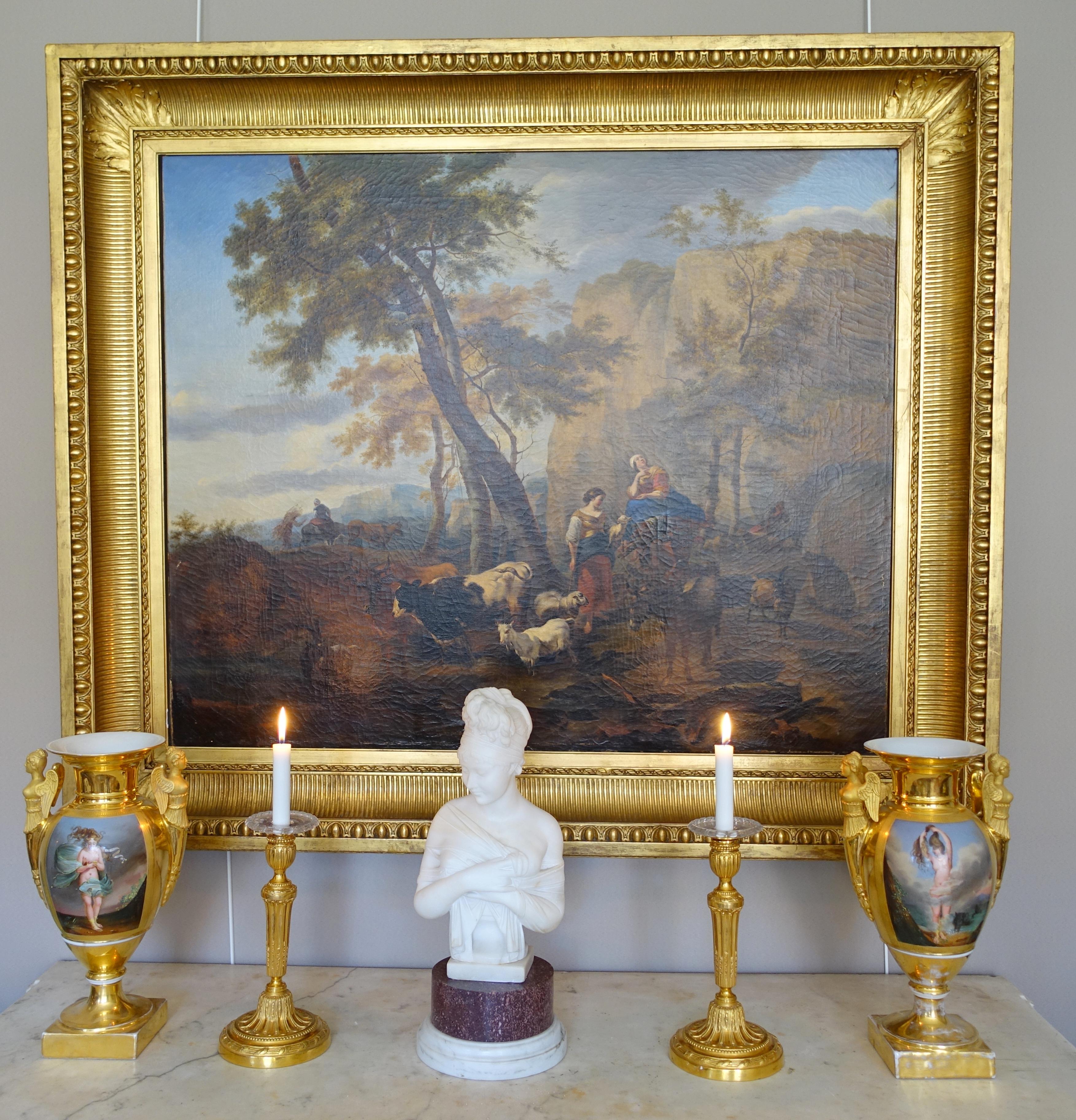 Coppia di candelieri Luigi XVI in bronzo dorato e ormolu - XIX secolo - 11