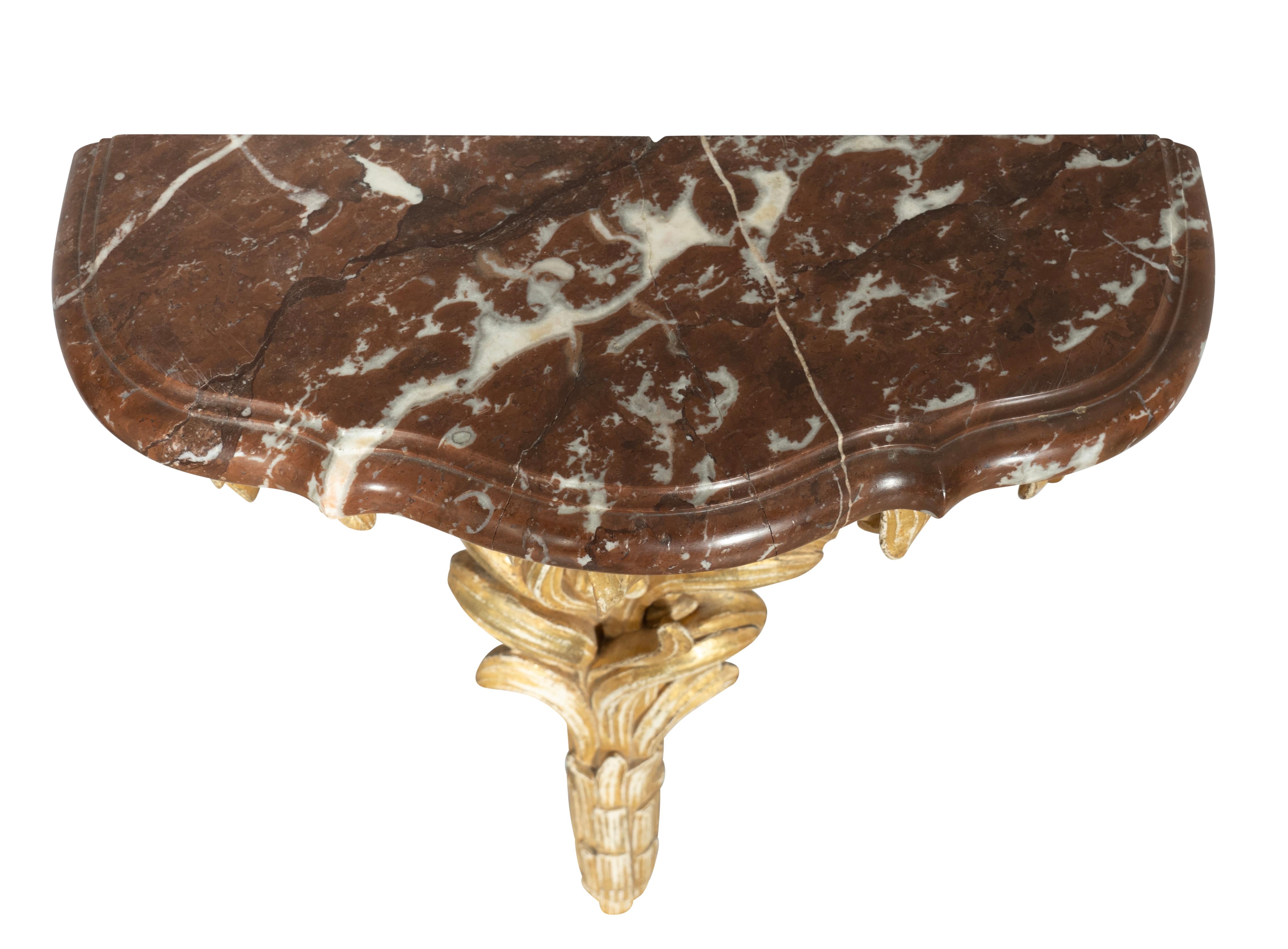 Pair Of Louis XVI Giltwood And Marble Wall Brackets For Sale 5