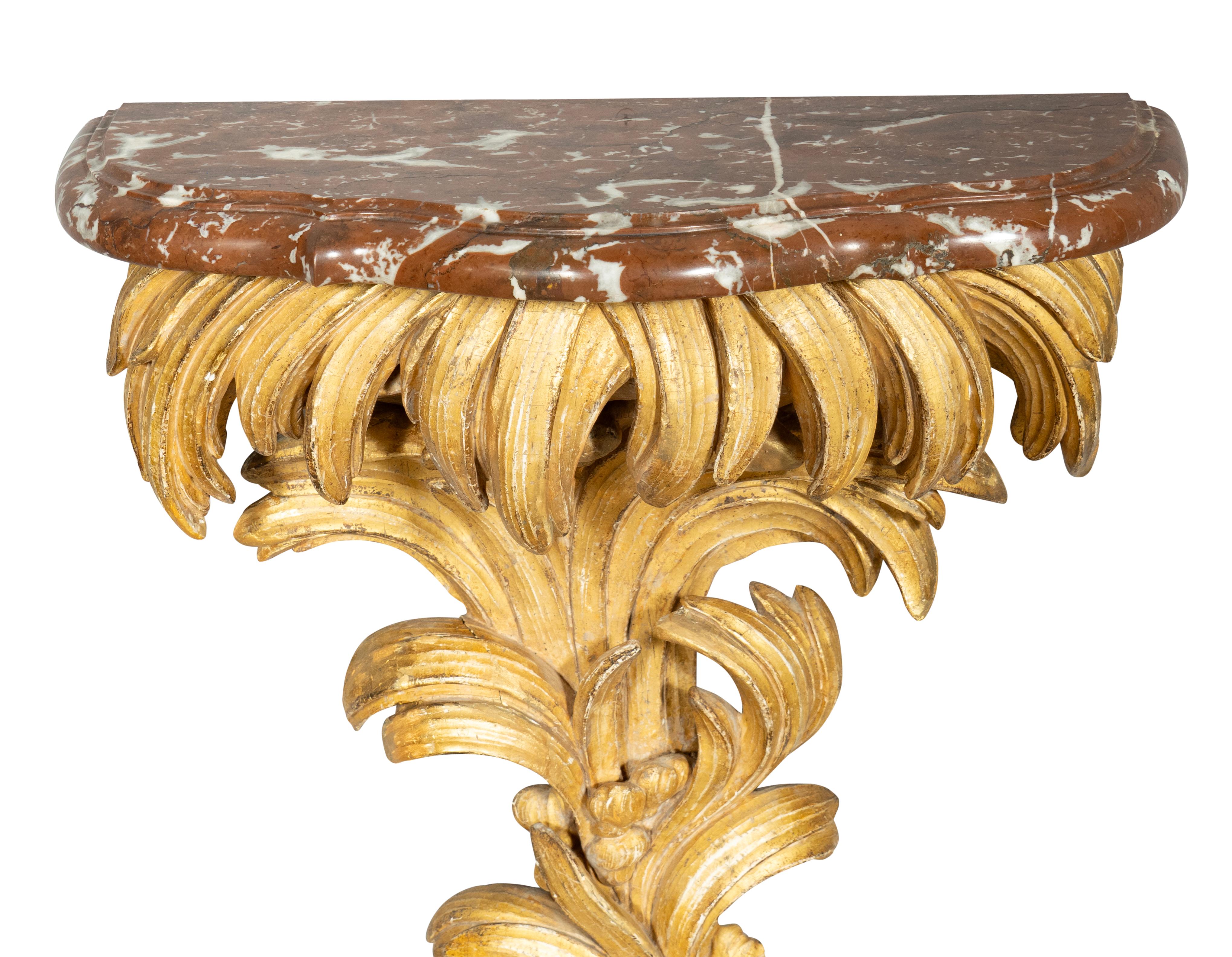 Pair Of Louis XVI Giltwood And Marble Wall Brackets For Sale 8