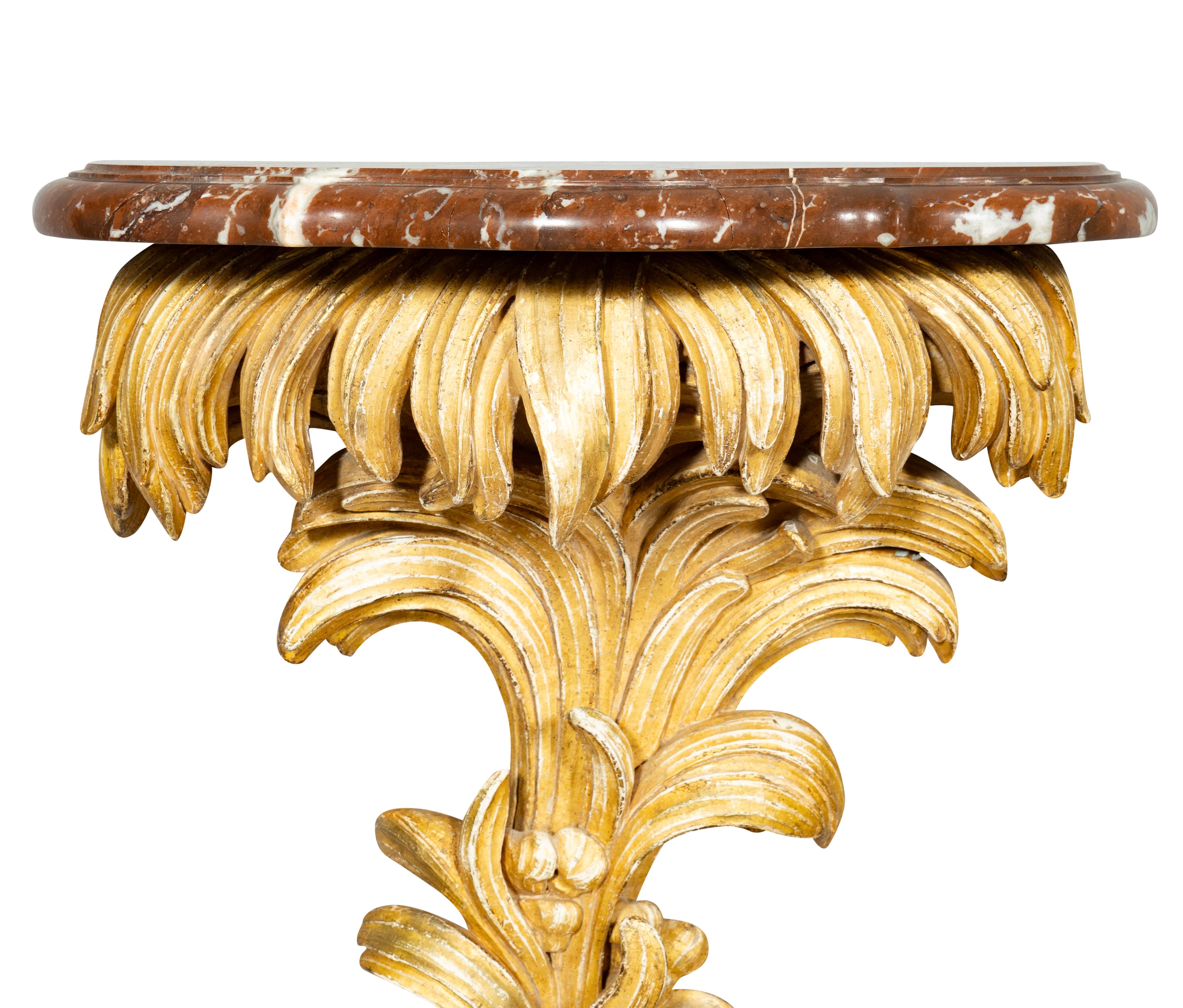 Pair Of Louis XVI Giltwood And Marble Wall Brackets For Sale 2