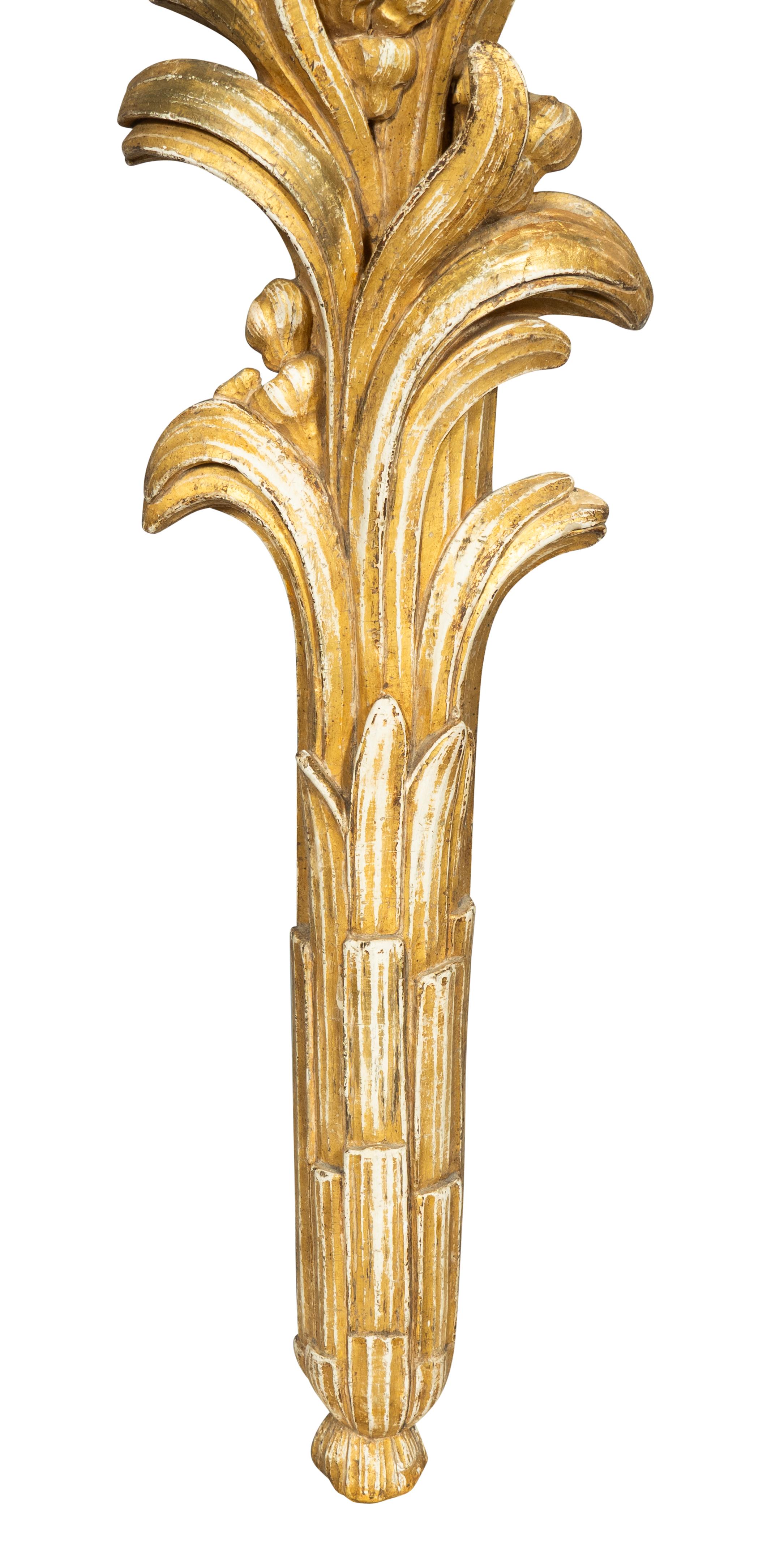 Pair Of Louis XVI Giltwood And Marble Wall Brackets For Sale 3