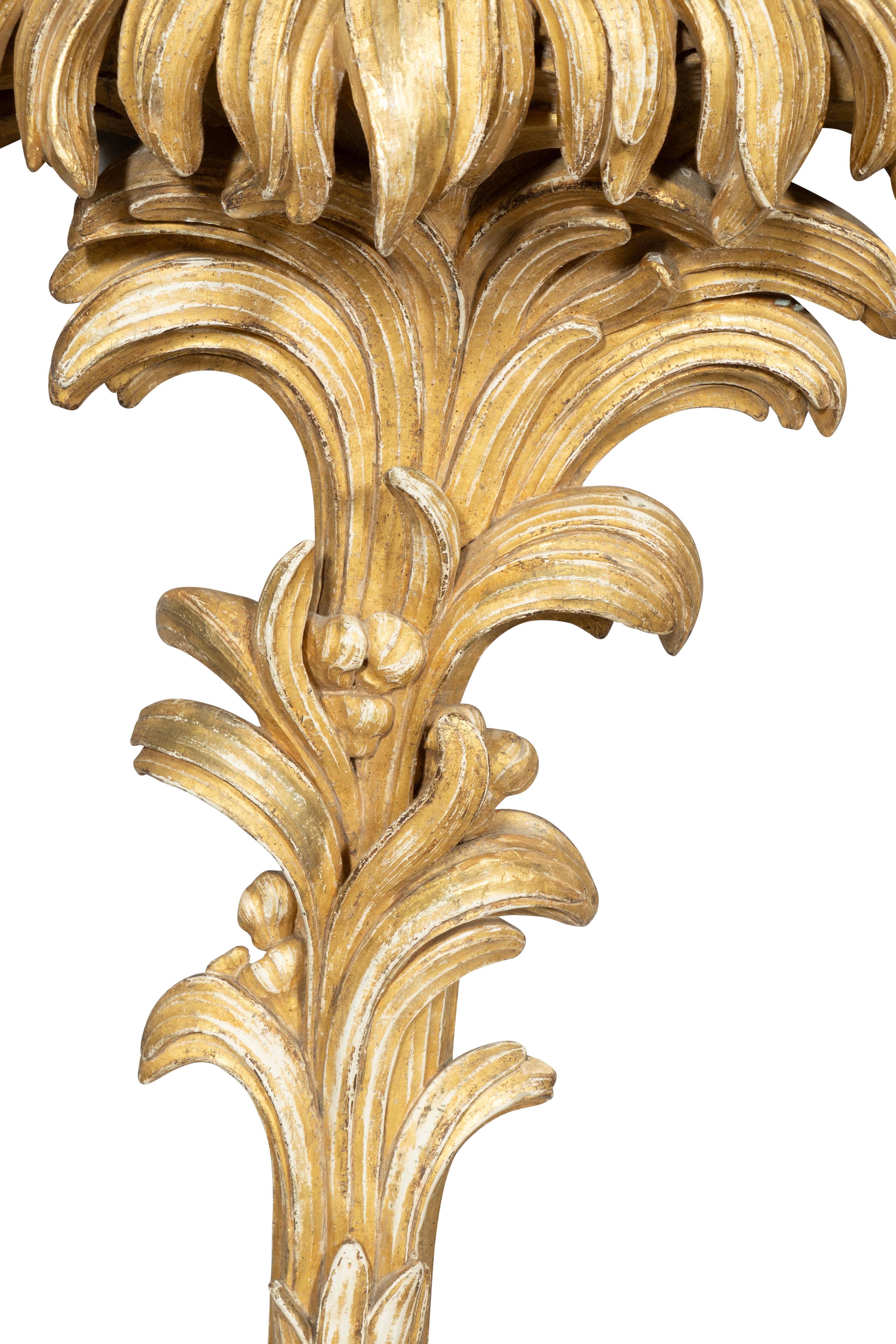 Pair Of Louis XVI Giltwood And Marble Wall Brackets For Sale 4