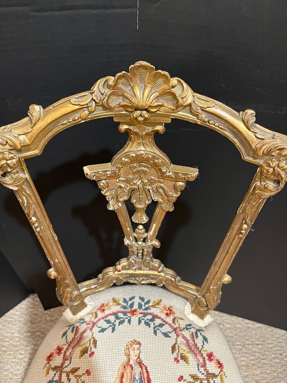 French Pair of Louis XVI Giltwood Ballroom Chairs For Sale
