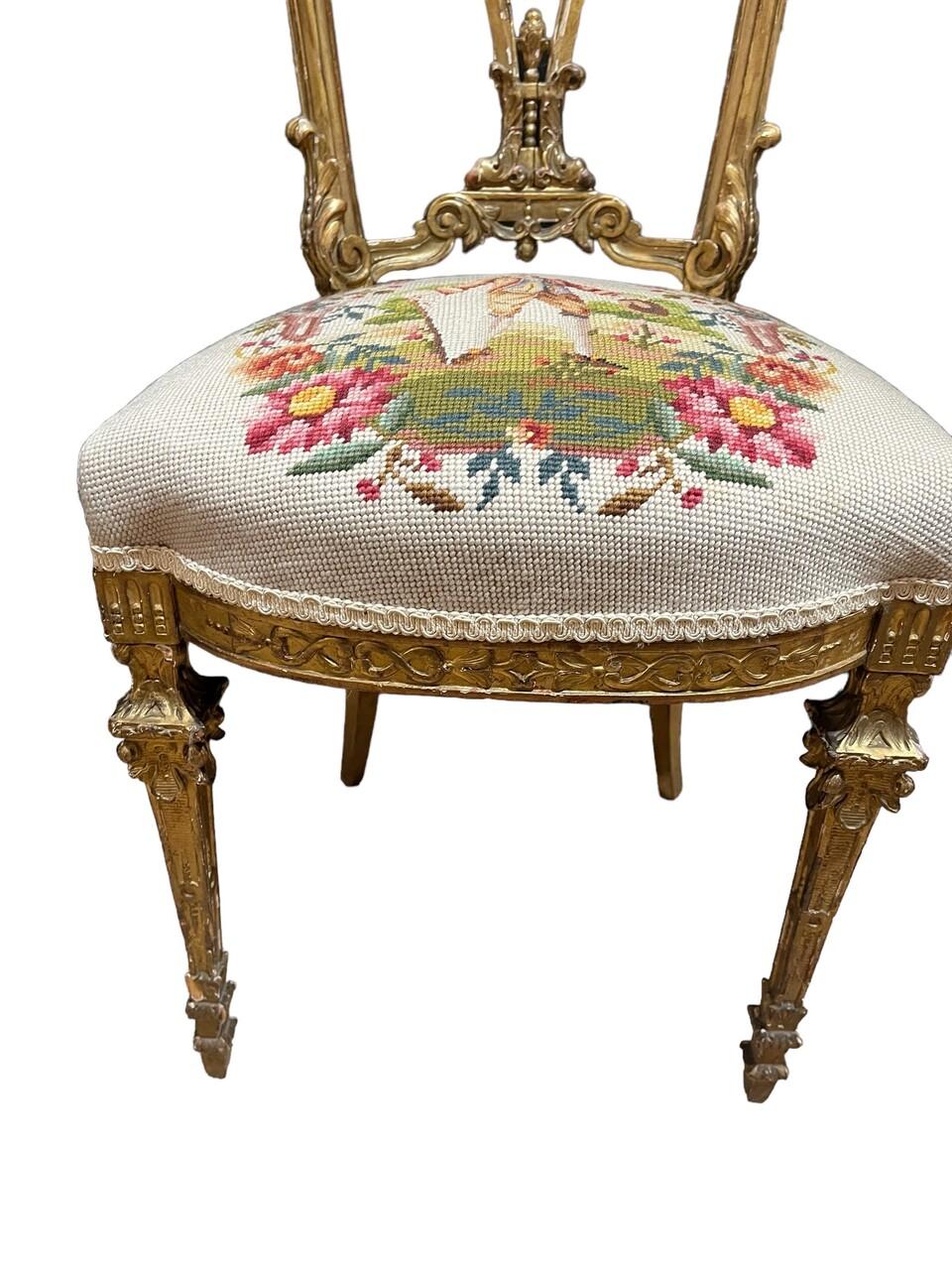 Pair of Louis XVI Giltwood Ballroom Chairs In Good Condition For Sale In Houston, TX