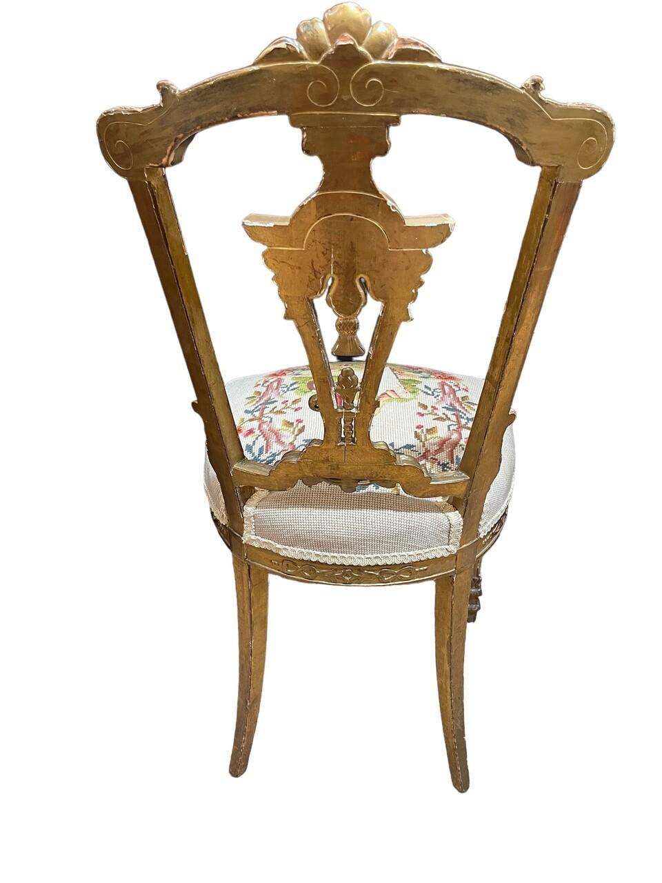 19th Century Pair of Louis XVI Giltwood Ballroom Chairs For Sale