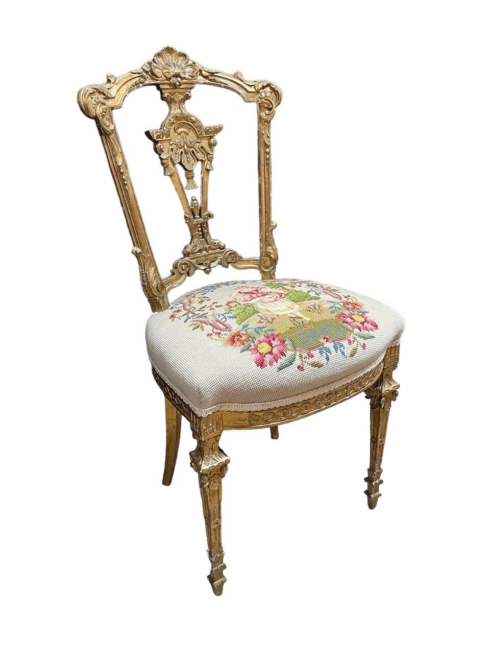 Wood Pair of Louis XVI Giltwood Ballroom Chairs For Sale