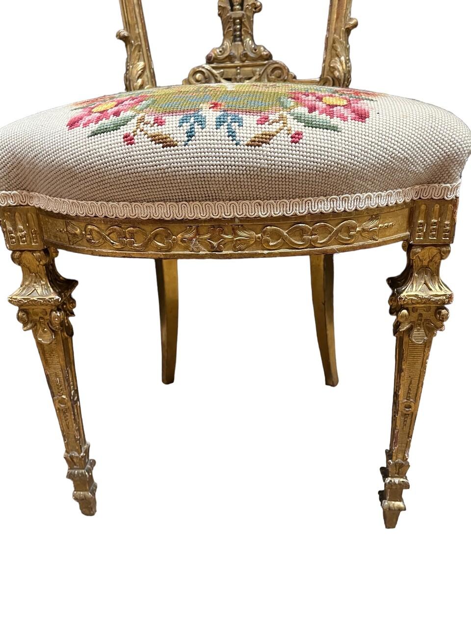 Pair of Louis XVI Giltwood Ballroom Chairs For Sale 1