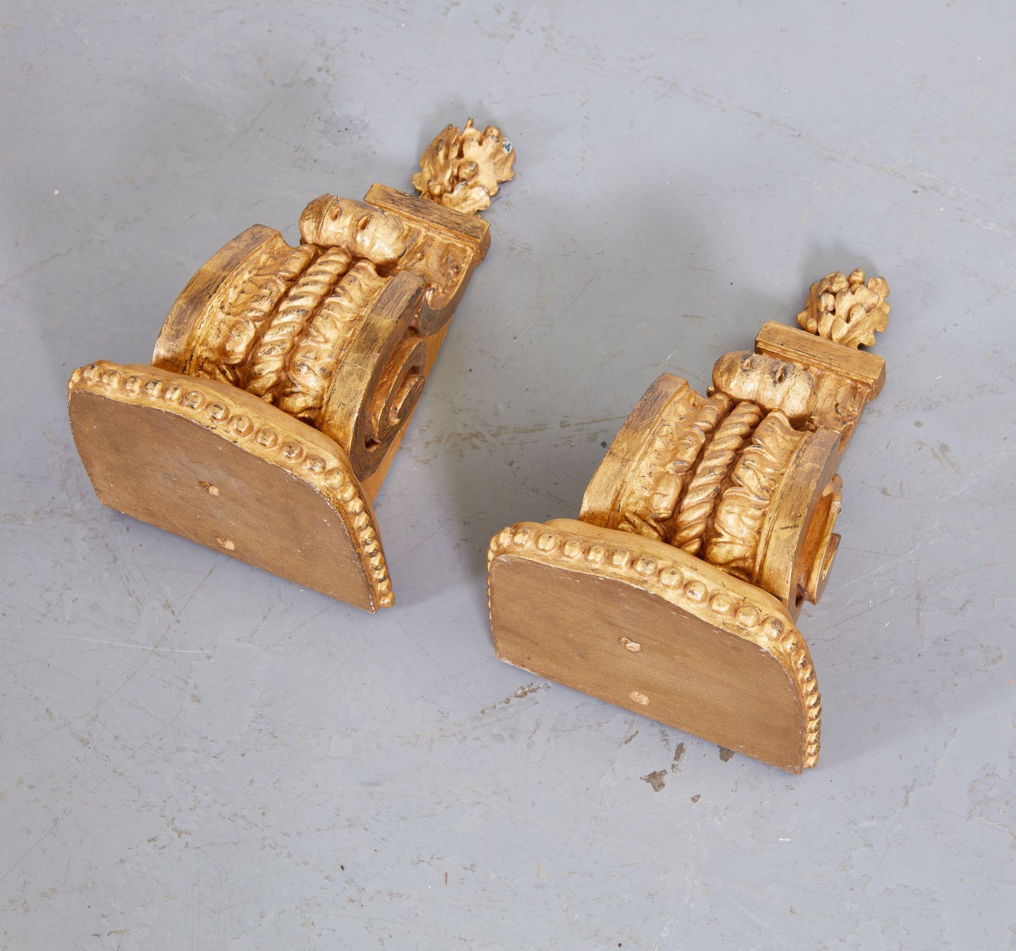 18th Century Pair of Louis XVI Giltwood Brackets For Sale
