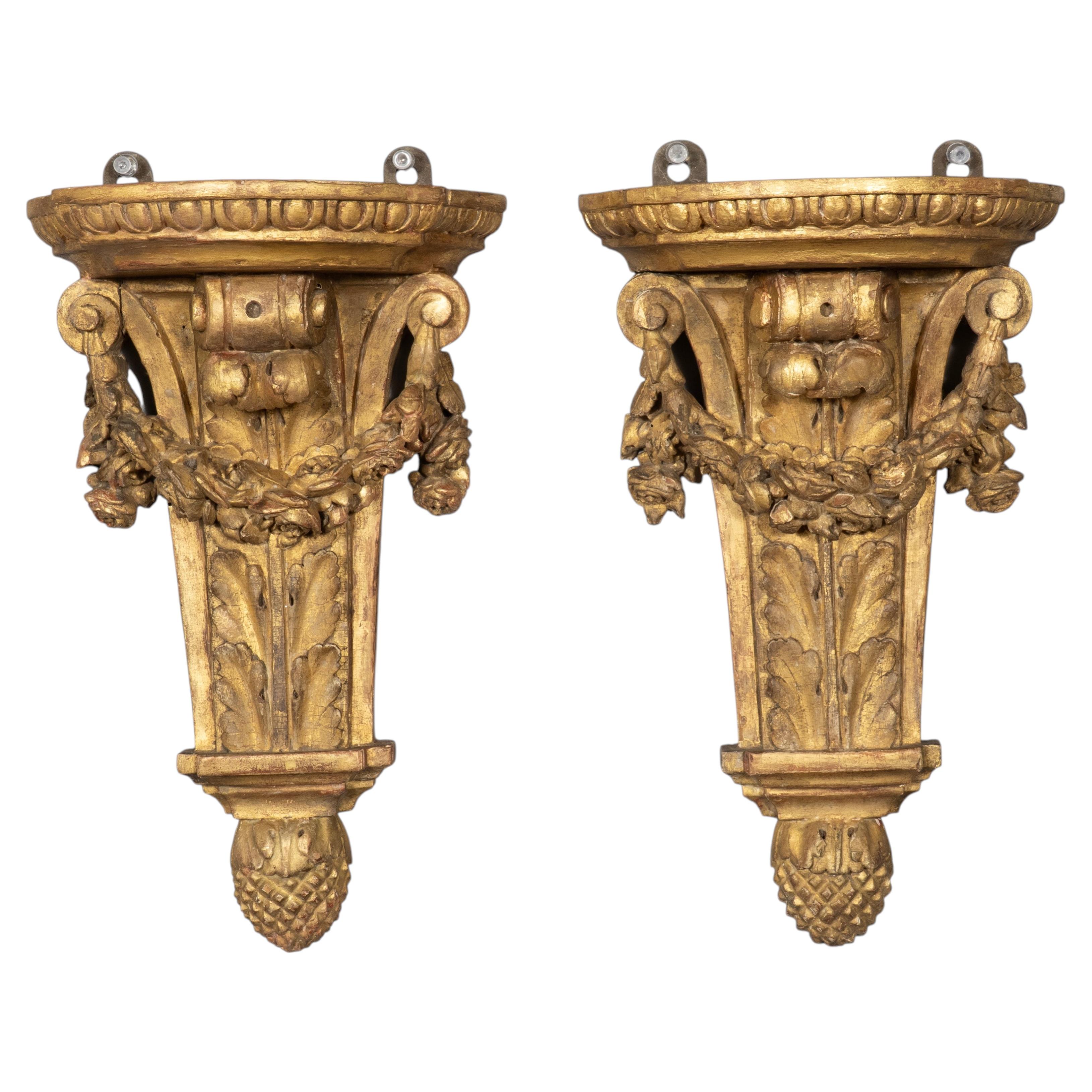 Pair Of Louis XVI Giltwood Wall Brackets