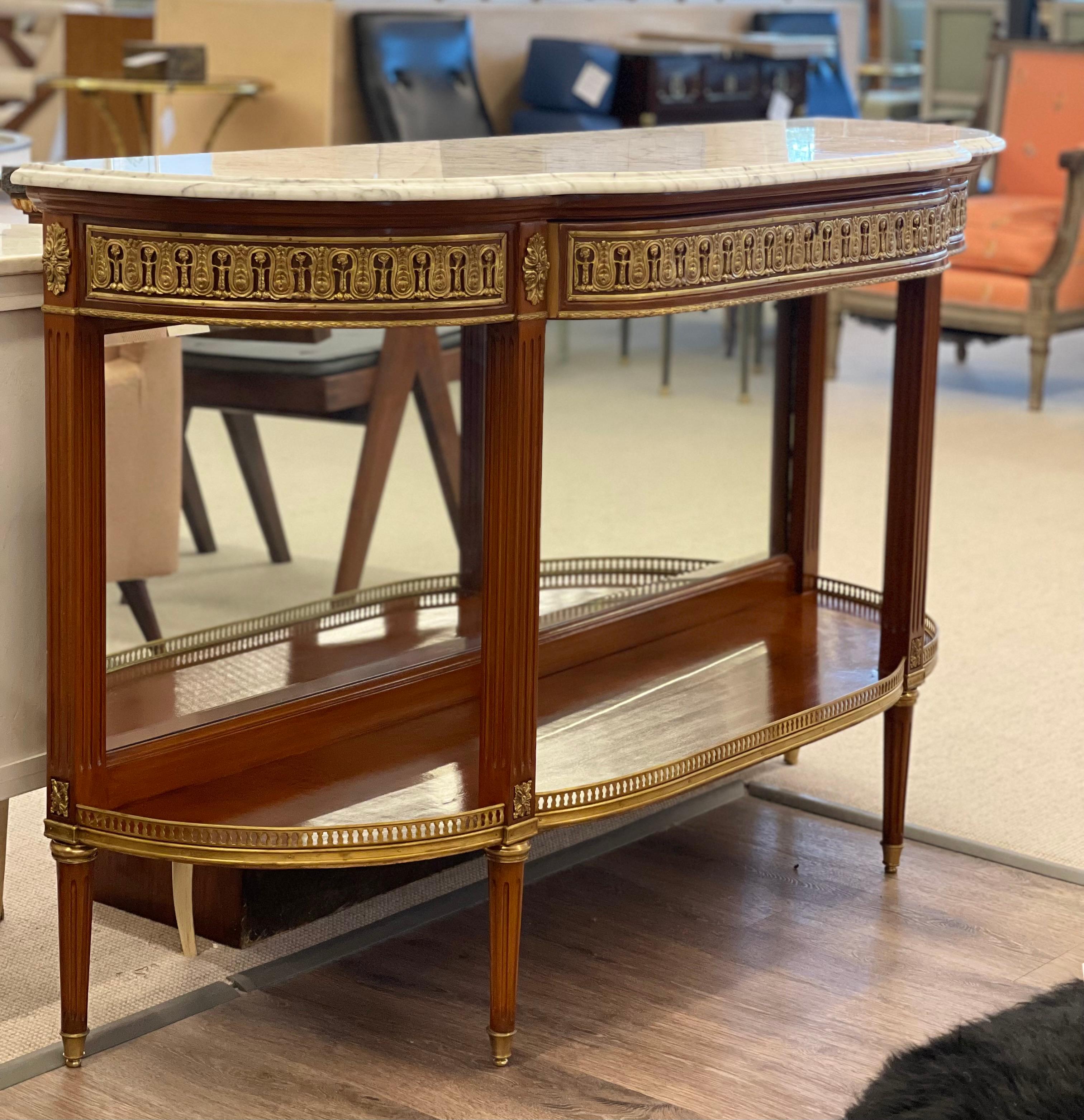 Mahogany Pair of Louis XVI Jansen Style Console Tables or Sideboards