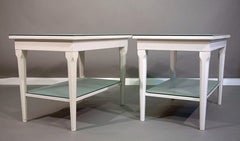 Pair of Louis XVI Jensen Style of White Painted Side Tables