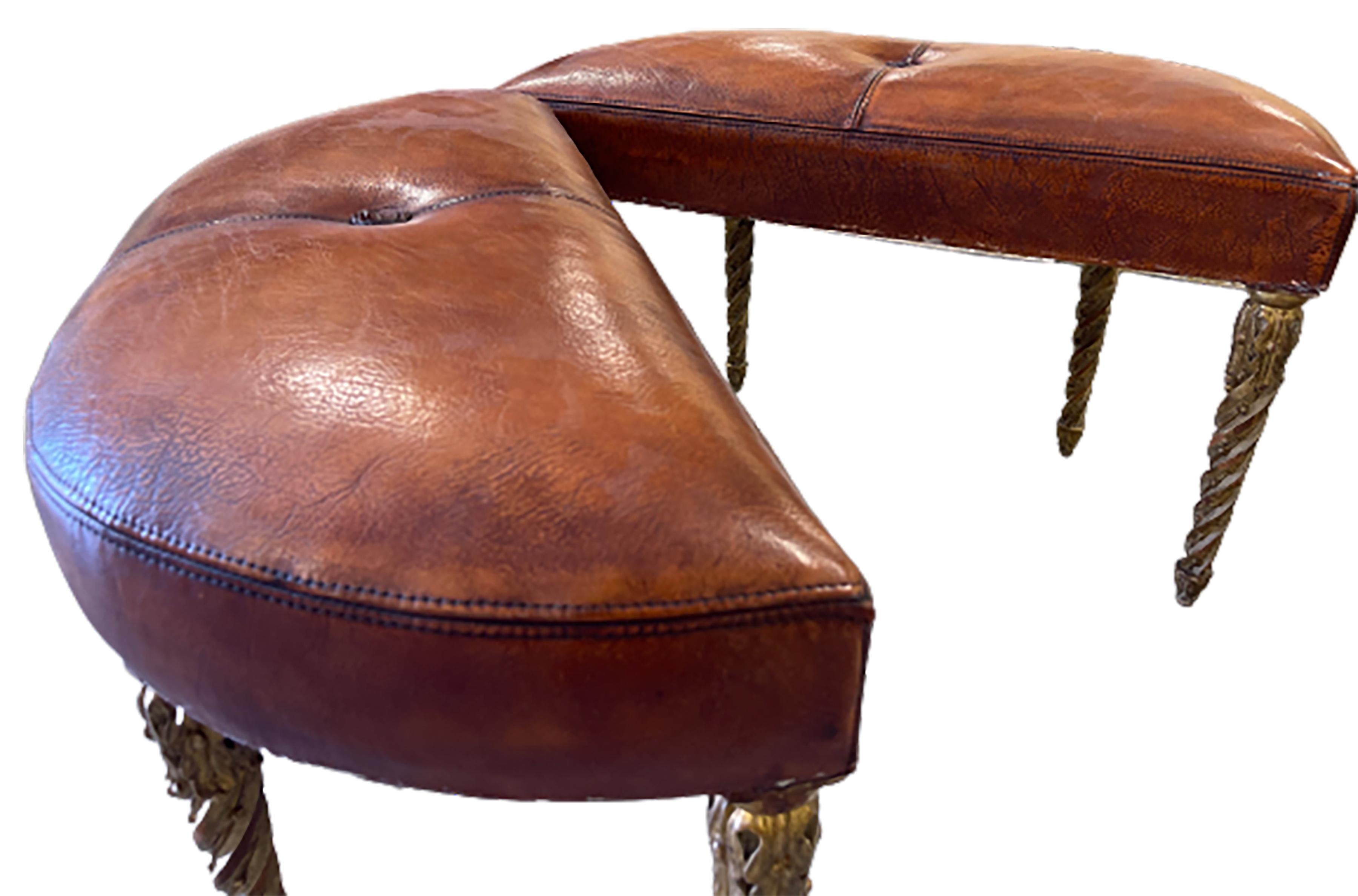 18th Century and Earlier Pair of Louis XVI Leather Ottoman Stools For Sale
