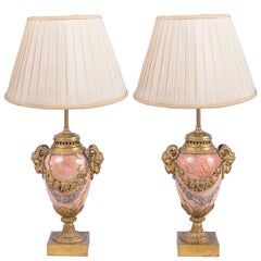 Pair of Louis XVI Marble and Ormolu Vases / Lamps