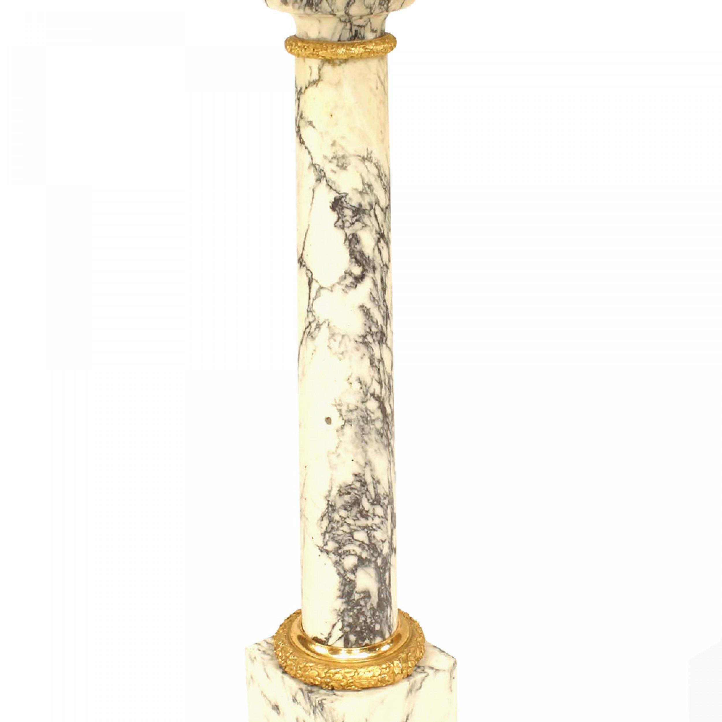 Gilt Pair of Louis XVI Marble Pedestals For Sale
