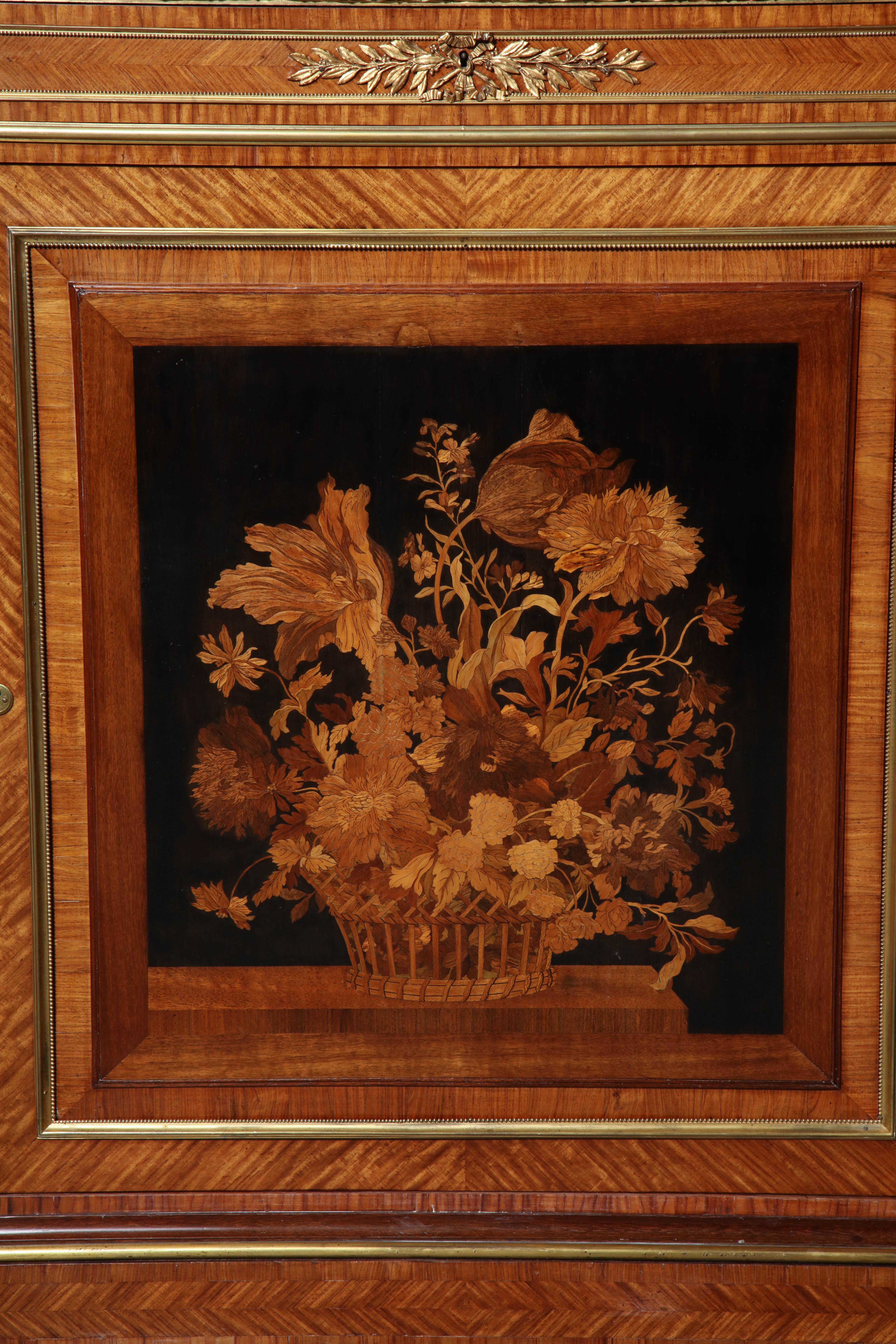 Pair of Louis XVI Marquetry Cabinets, Stamped 'Grohe