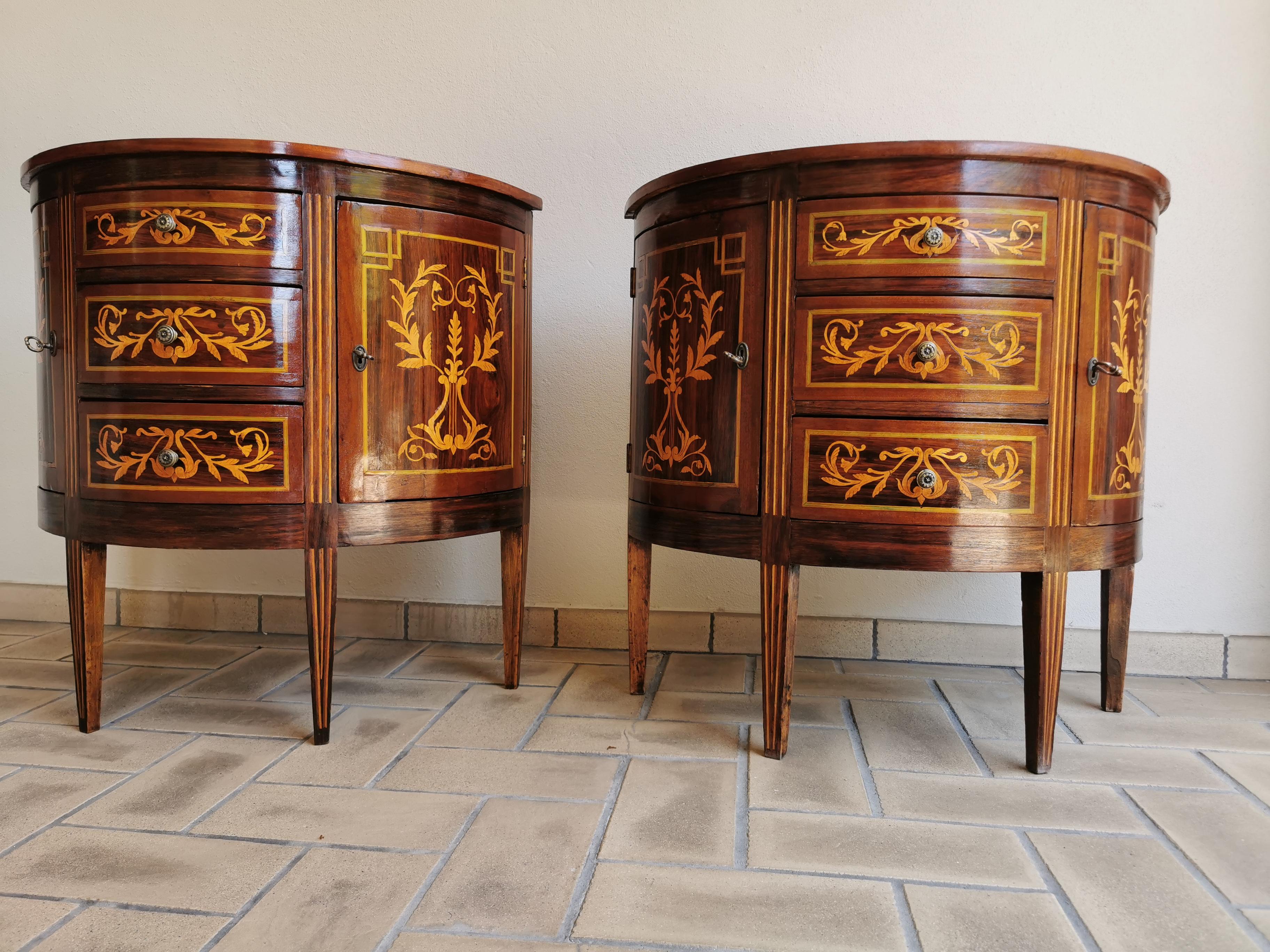 Pair of Louis XVI Marquetry Side Commodes  11