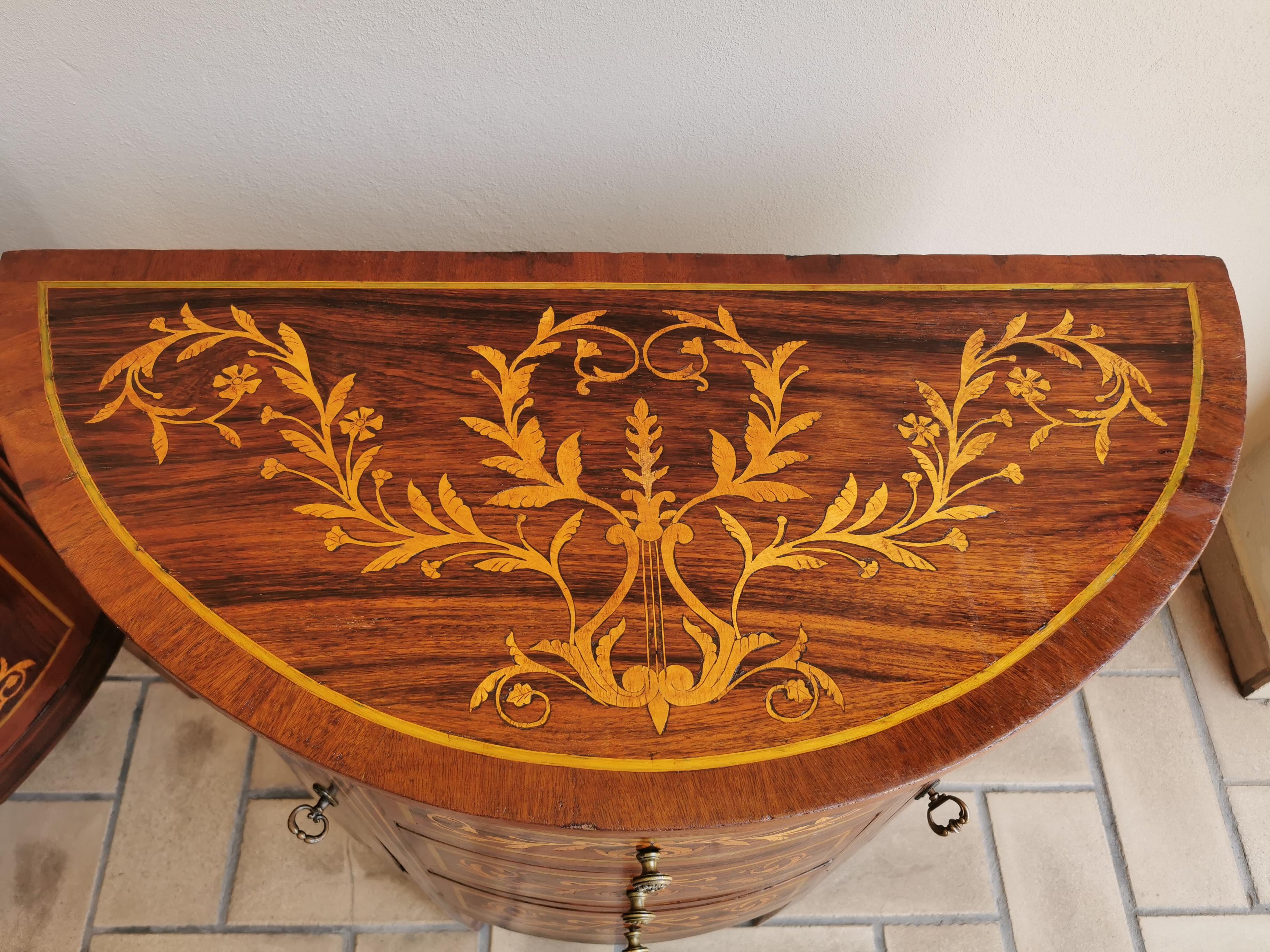 19th Century Pair of Louis XVI Marquetry Side Commodes 