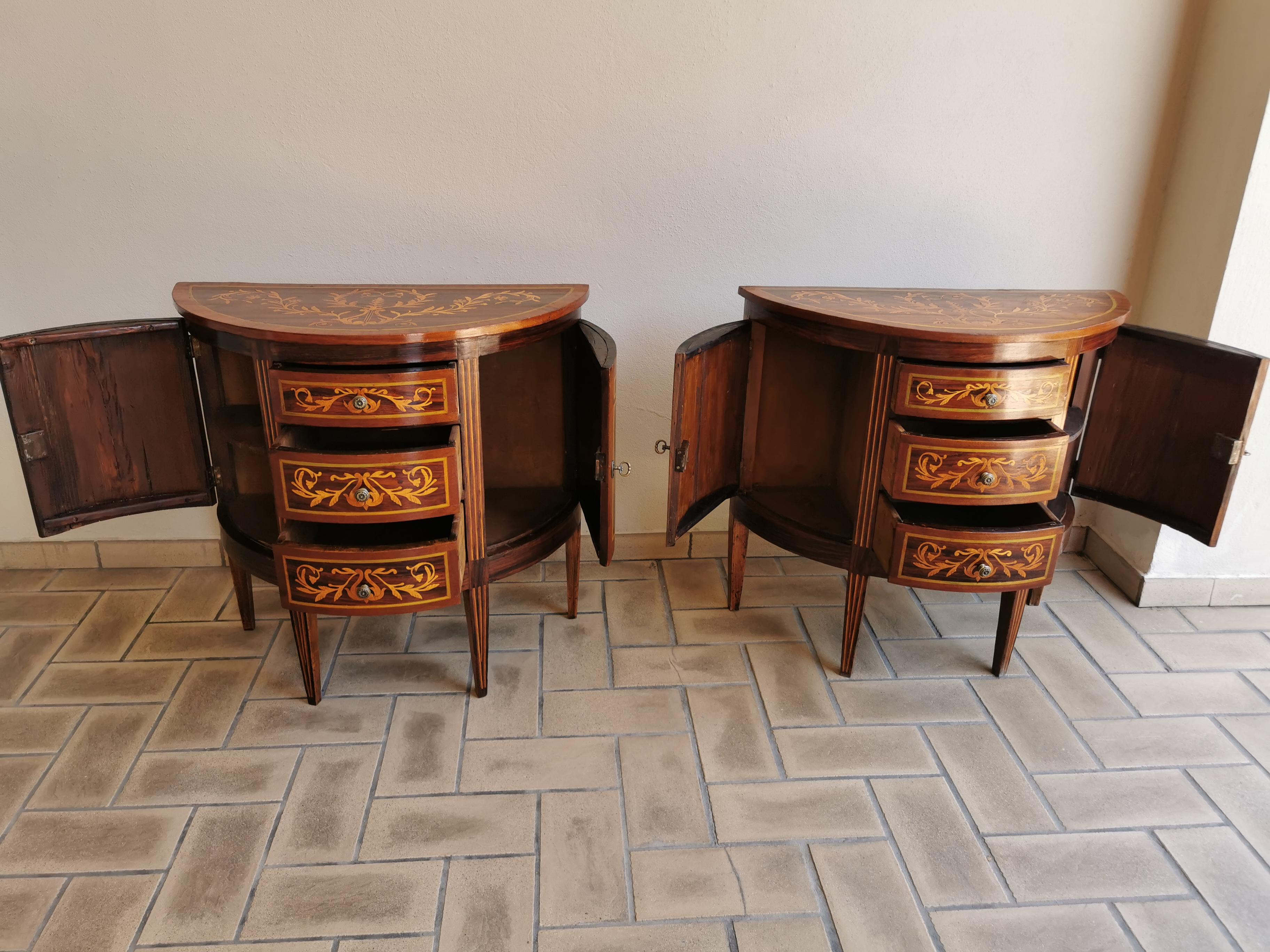 Pair of Louis XVI Marquetry Side Commodes  3