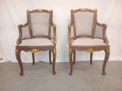 Pair of Louis XVI Matching French Parlor Chairs with Bronze Ormolu A
