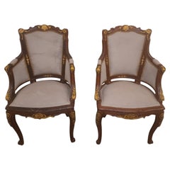 Paire de chaises de salon françaises assorties Louis XVI avec bronze doré A