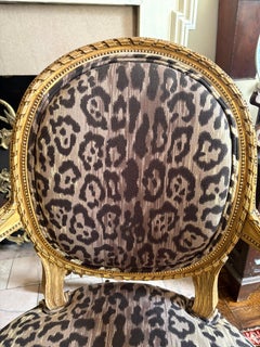 Pair of Louis XVI Medallion Style Arm Chairs Giltwood, 18th Century
